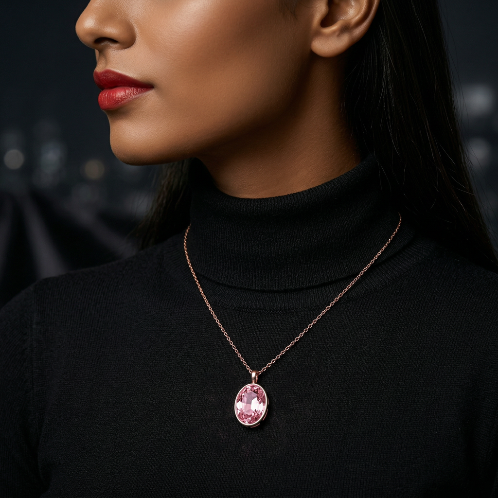 Crystal Pendant - Oval, Pink, Pack of 2