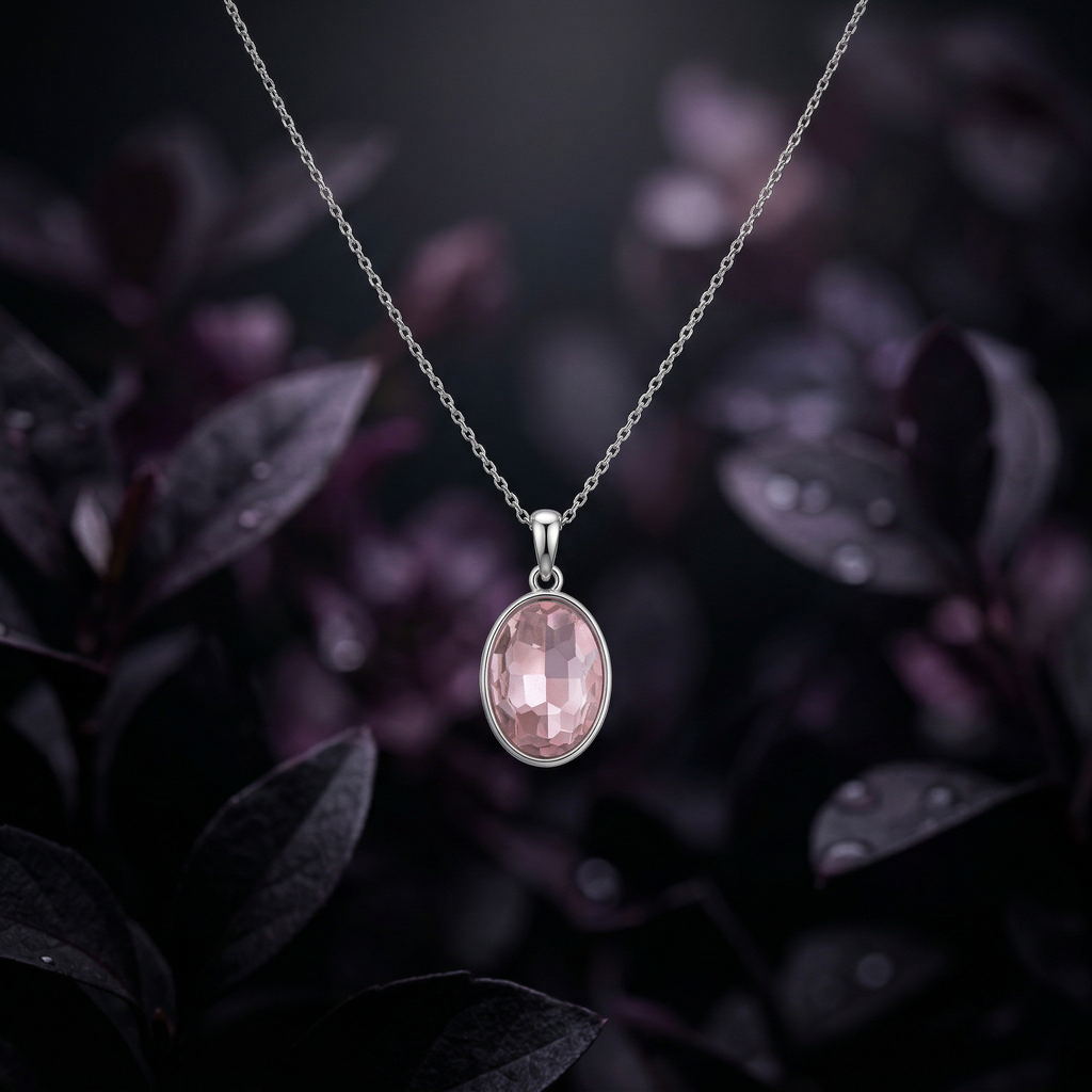 Crystal Pendant - Oval, Pink, Pack of 2