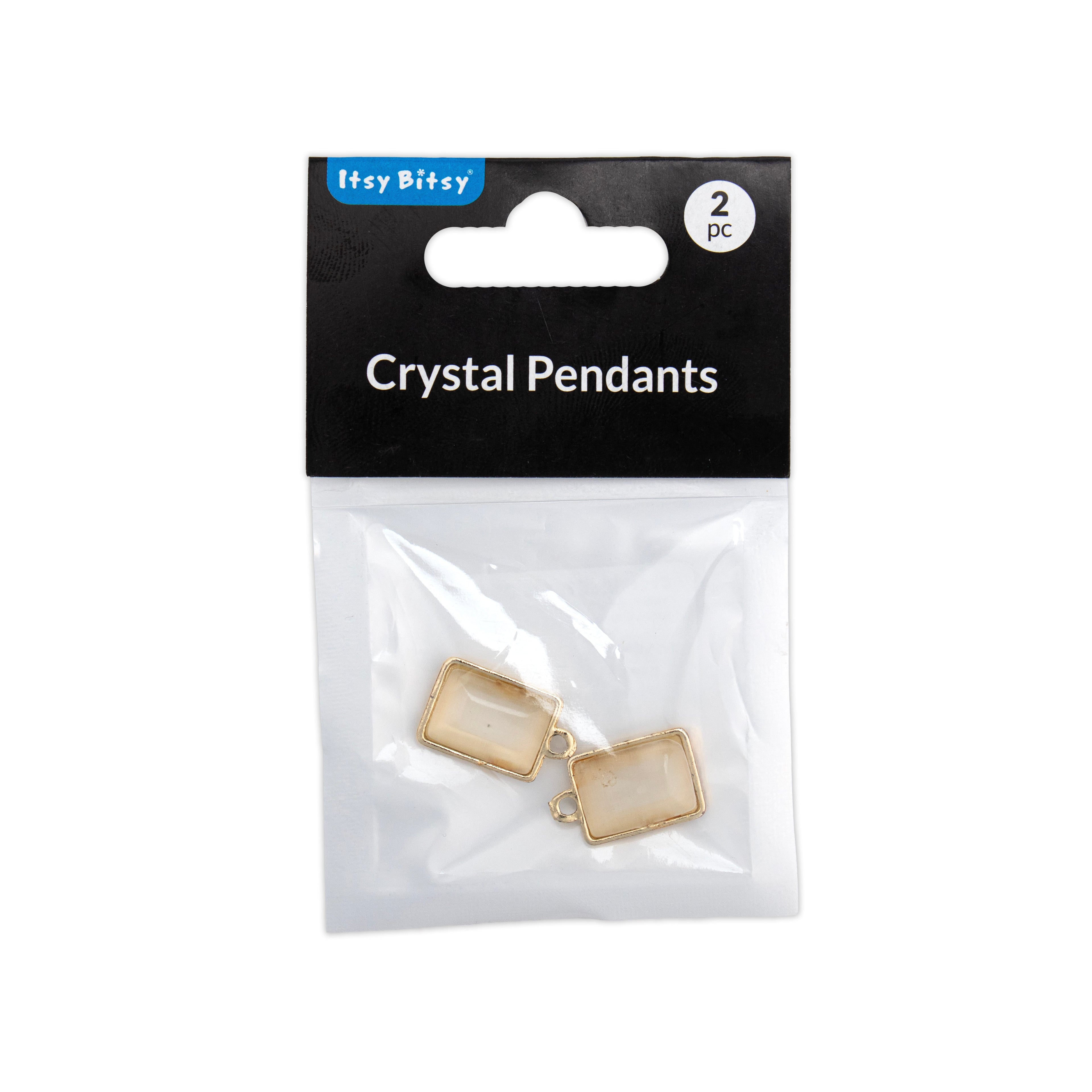 Pearly Pendant - Rectangle, Smoky Amber, Pack of 2