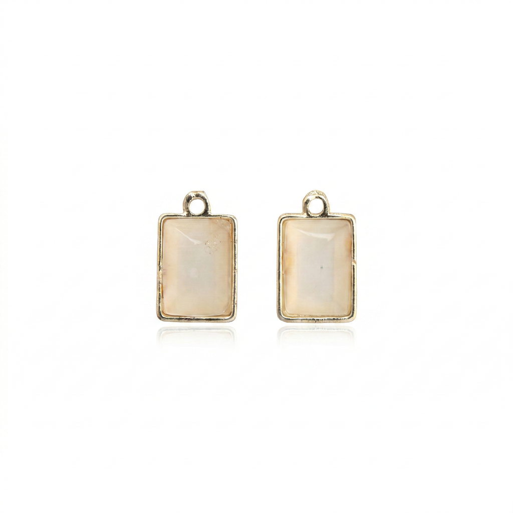 Pearly Pendant - Rectangle, Smoky Amber, Pack of 2