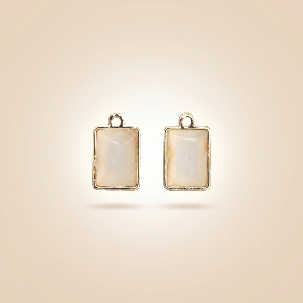 Pearly Pendant - Rectangle, Smoky Amber, Pack of 2