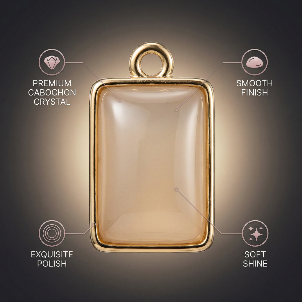 Pearly Pendant - Rectangle, Smoky Amber, Pack of 2