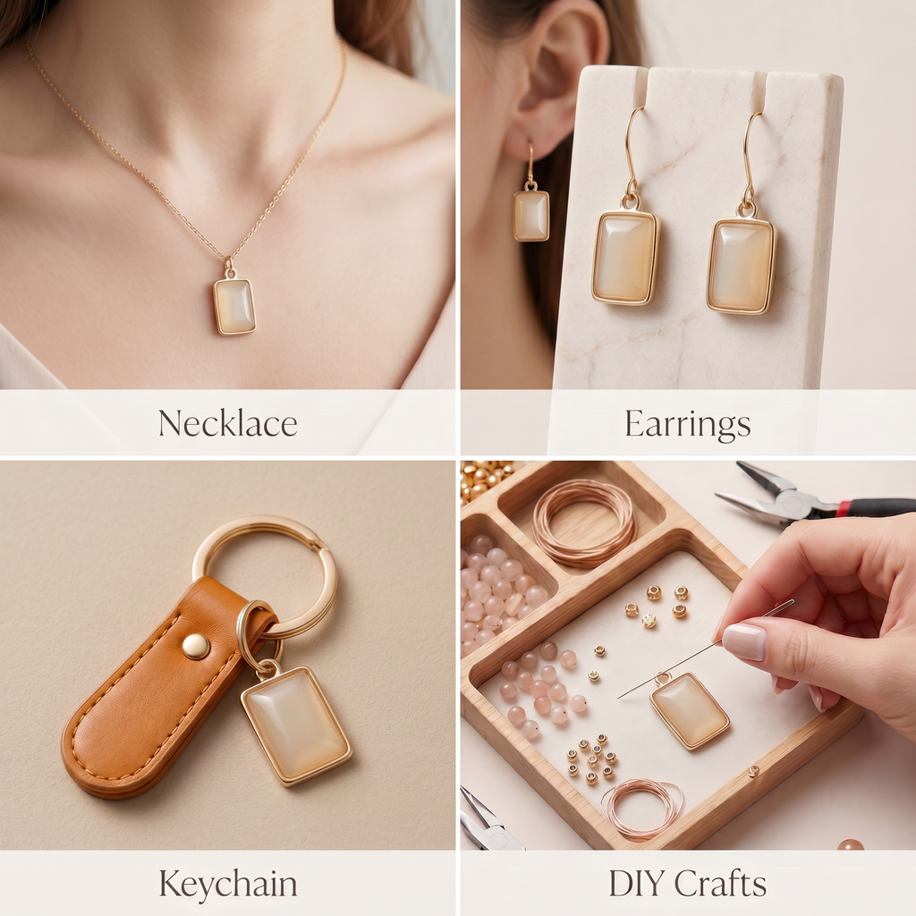 Pearly Pendant - Rectangle, Smoky Amber, Pack of 2