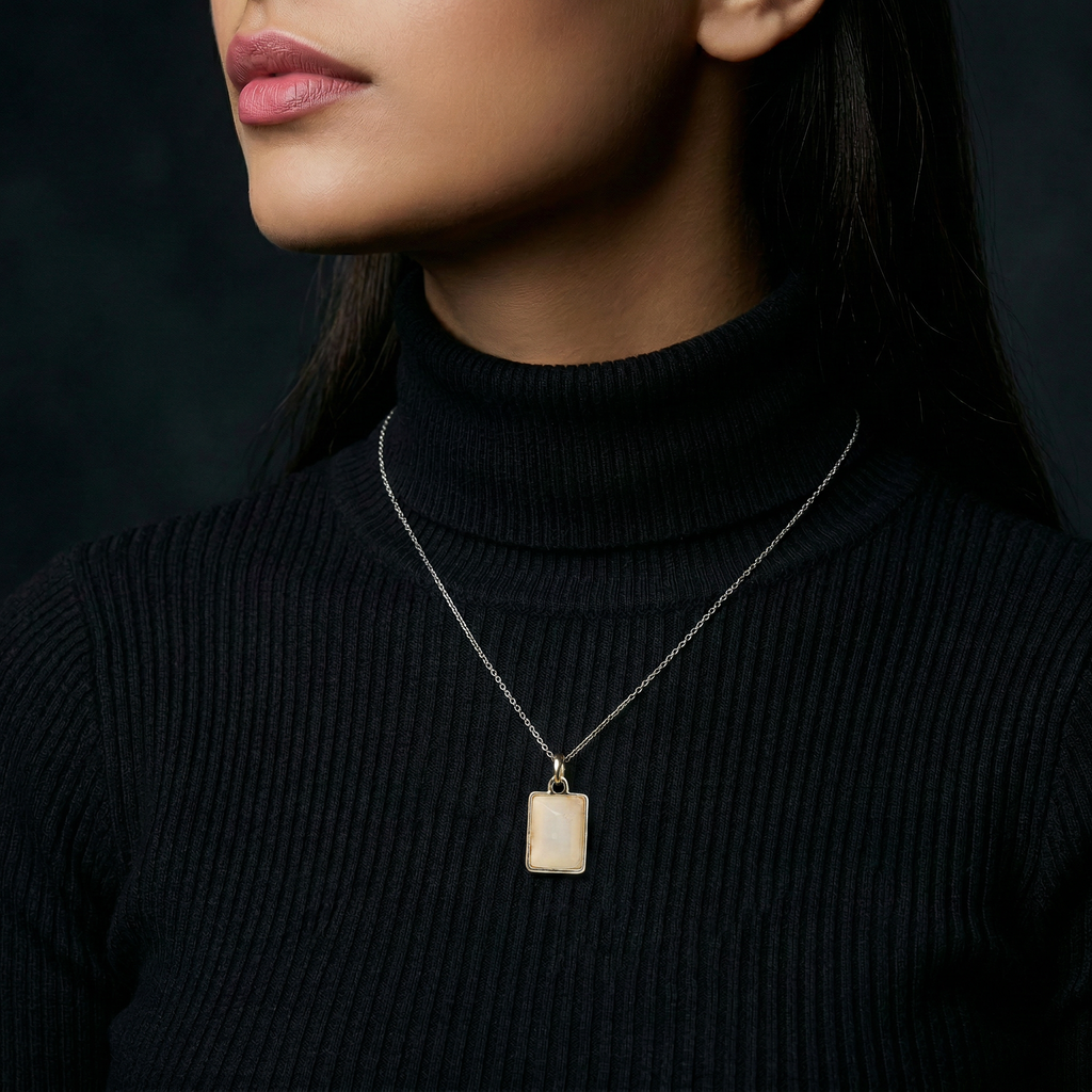 Pearly Pendant - Rectangle, Smoky Amber, Pack of 2