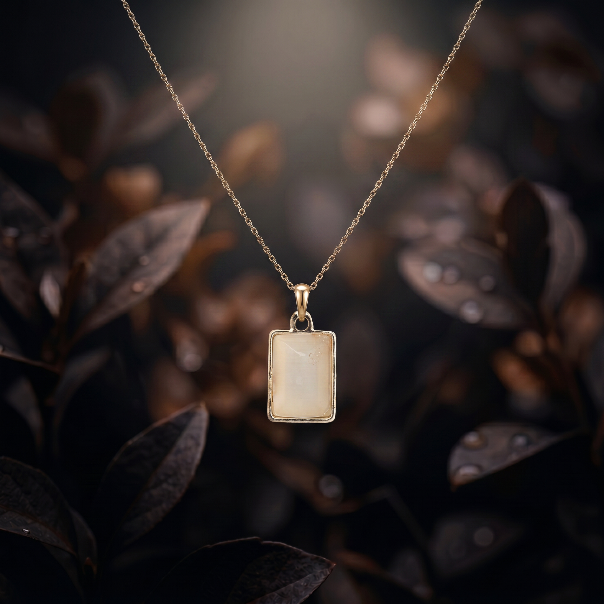 Pearly Pendant - Rectangle, Smoky Amber, Pack of 2