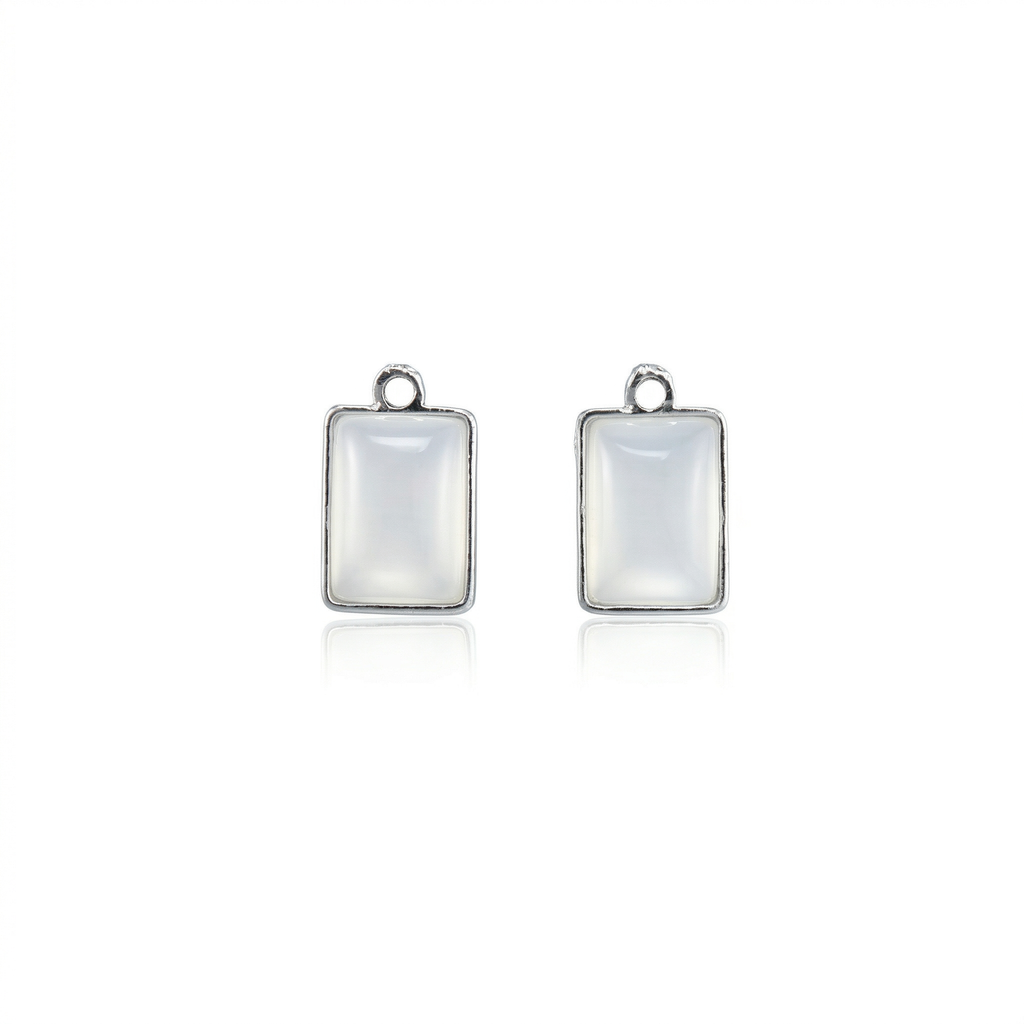 Pearly Pendant - Rectangle, Smoky white, Pack of 2