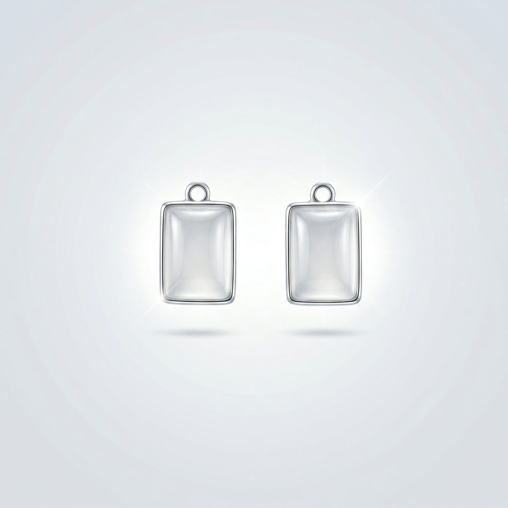 Pearly Pendant - Rectangle, Smoky white, Pack of 2