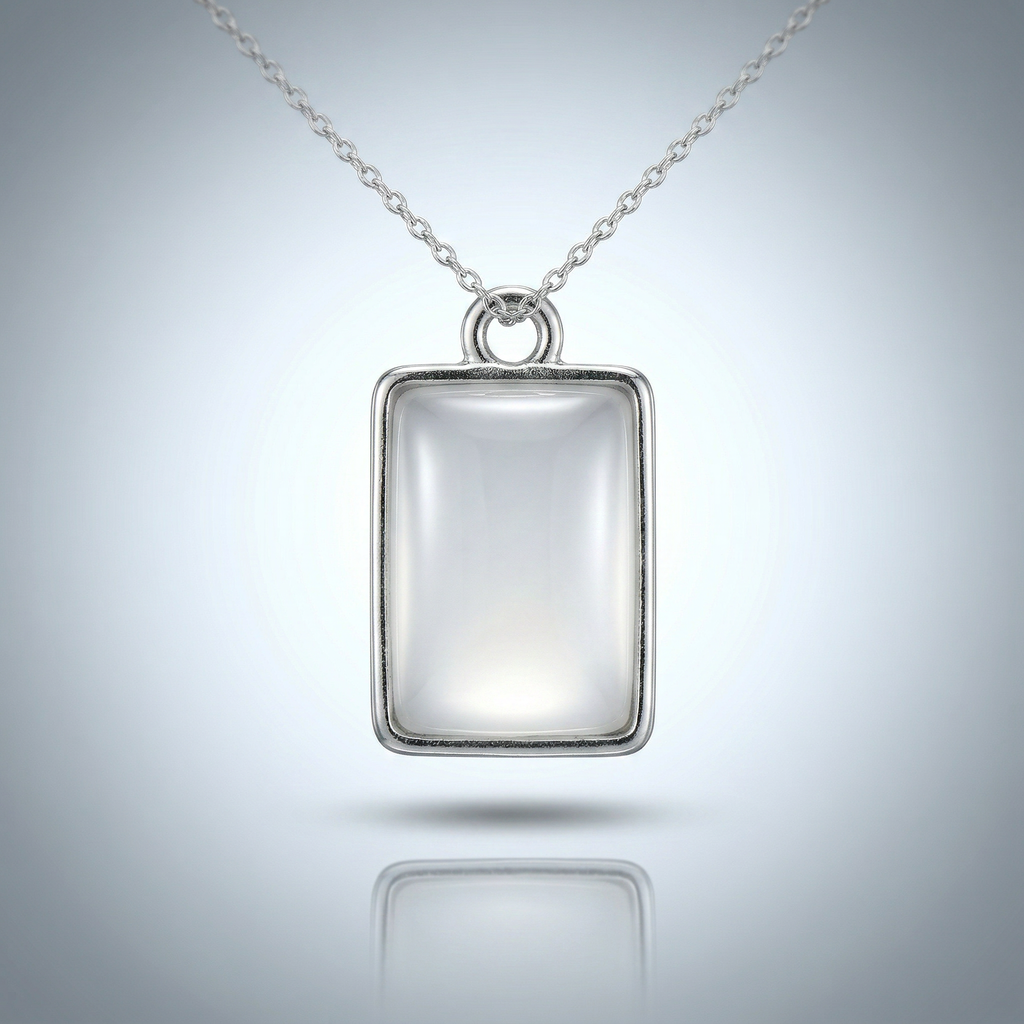 Pearly Pendant - Rectangle, Smoky white, Pack of 2