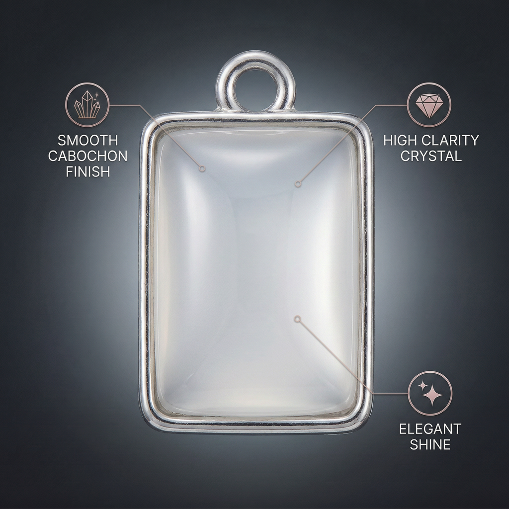 Pearly Pendant - Rectangle, Smoky white, Pack of 2