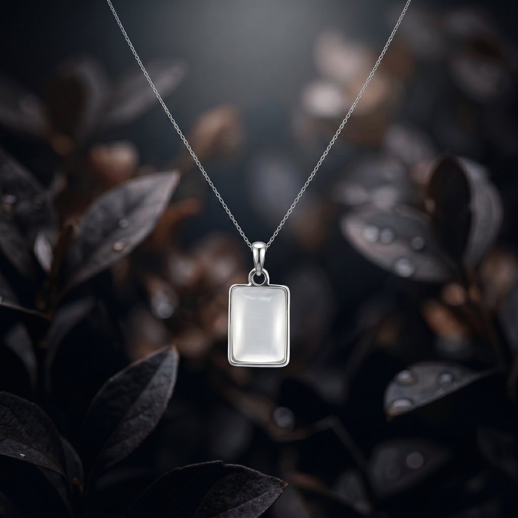 Pearly Pendant - Rectangle, Smoky white, Pack of 2