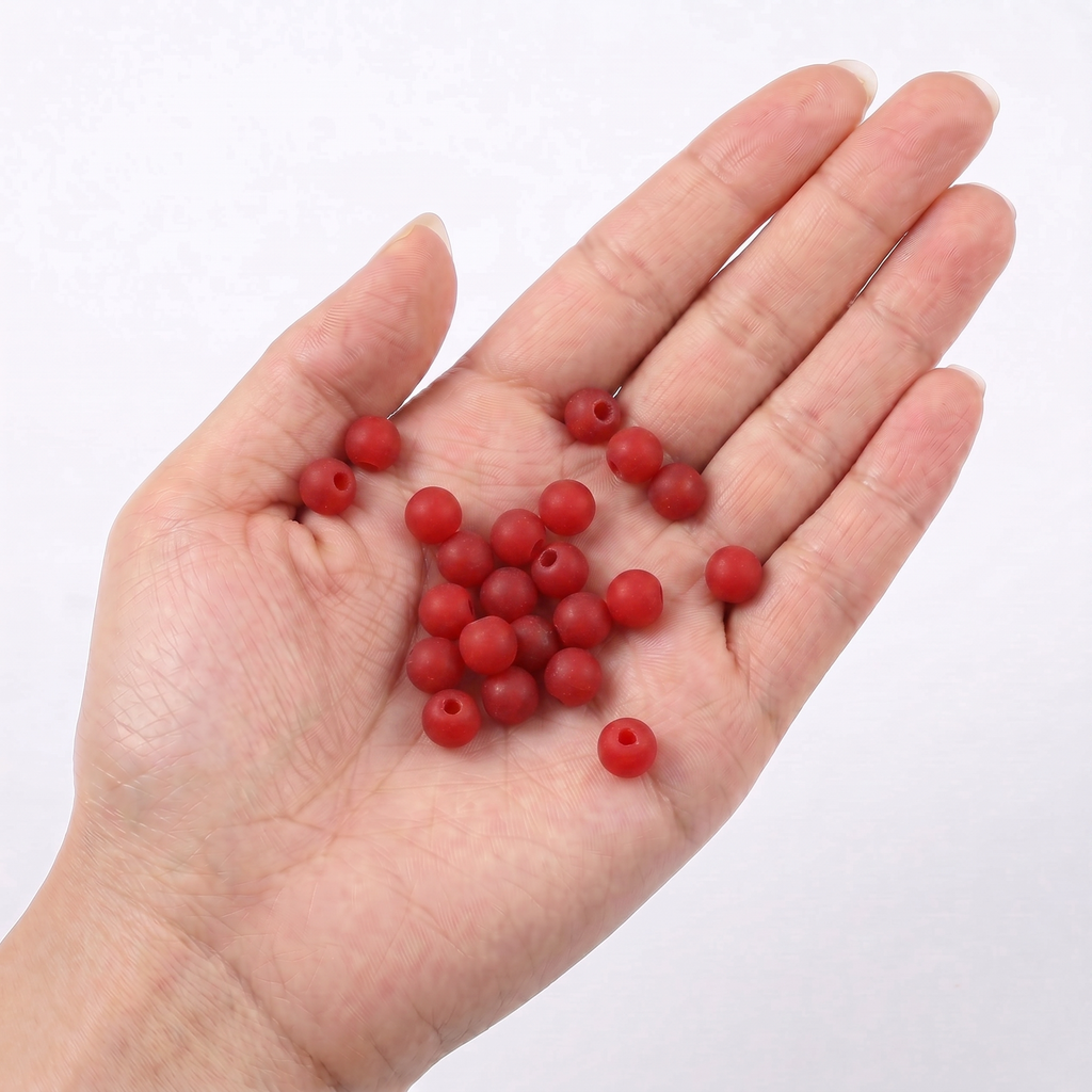 Glass Bead Round Ruby Red 6.13 X 7.48mm 500grm