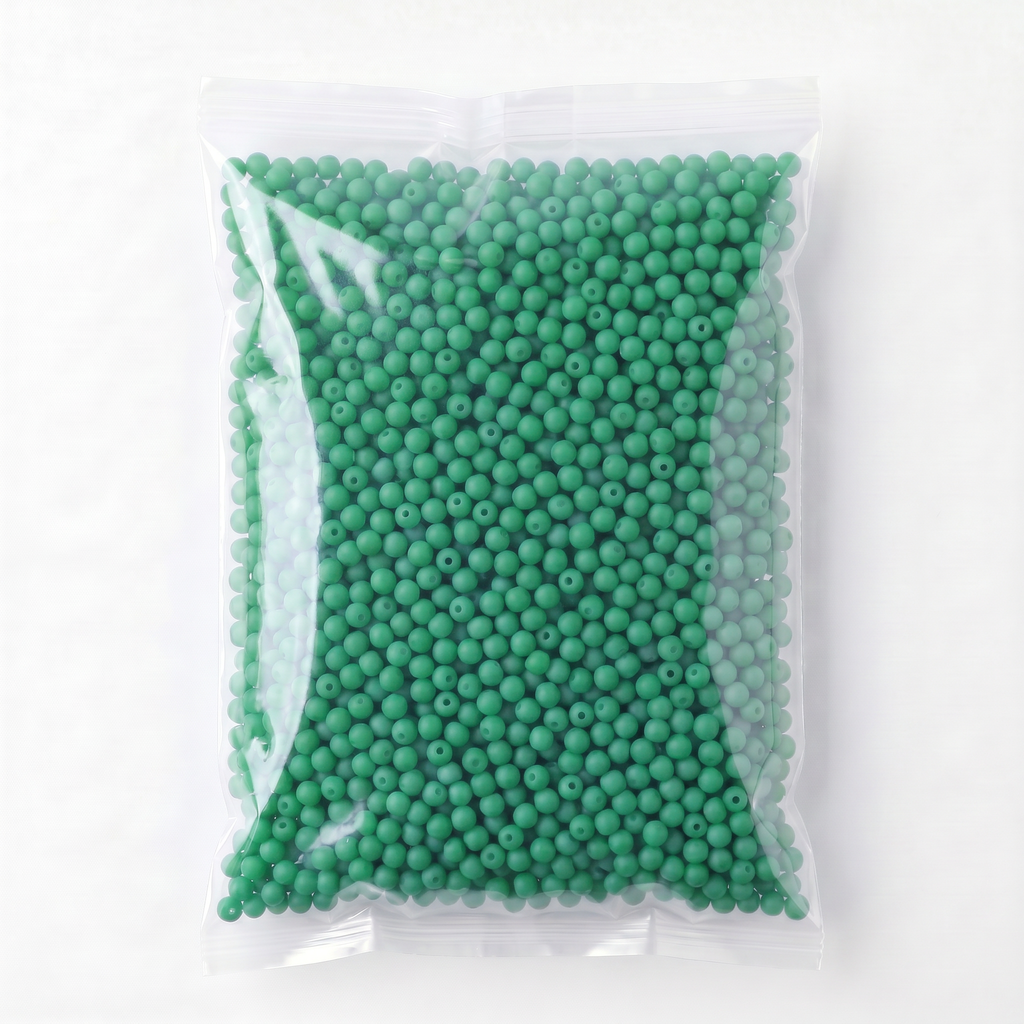 Glass Bead Round Jade Green 6.13 X 7.48mm 500grm