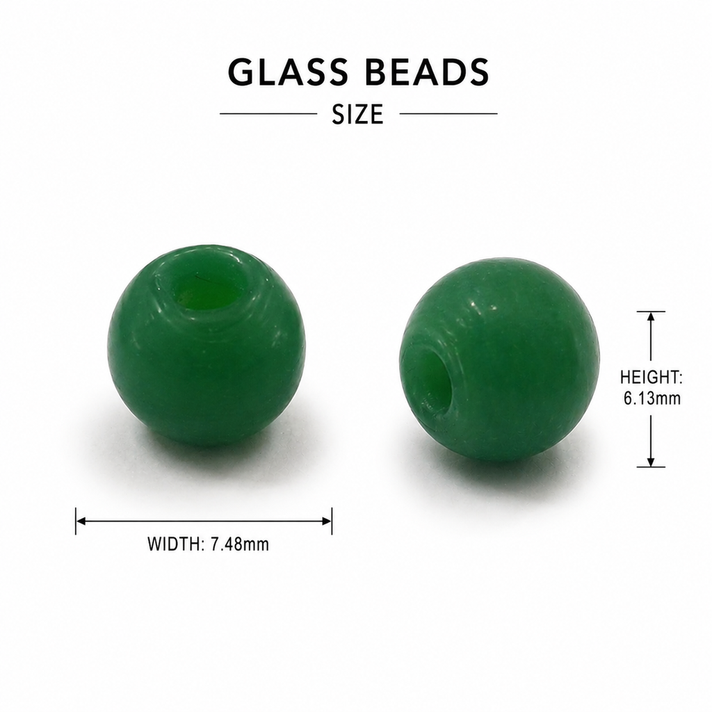 Glass Bead Round Jade Green 6.13 X 7.48mm 500grm
