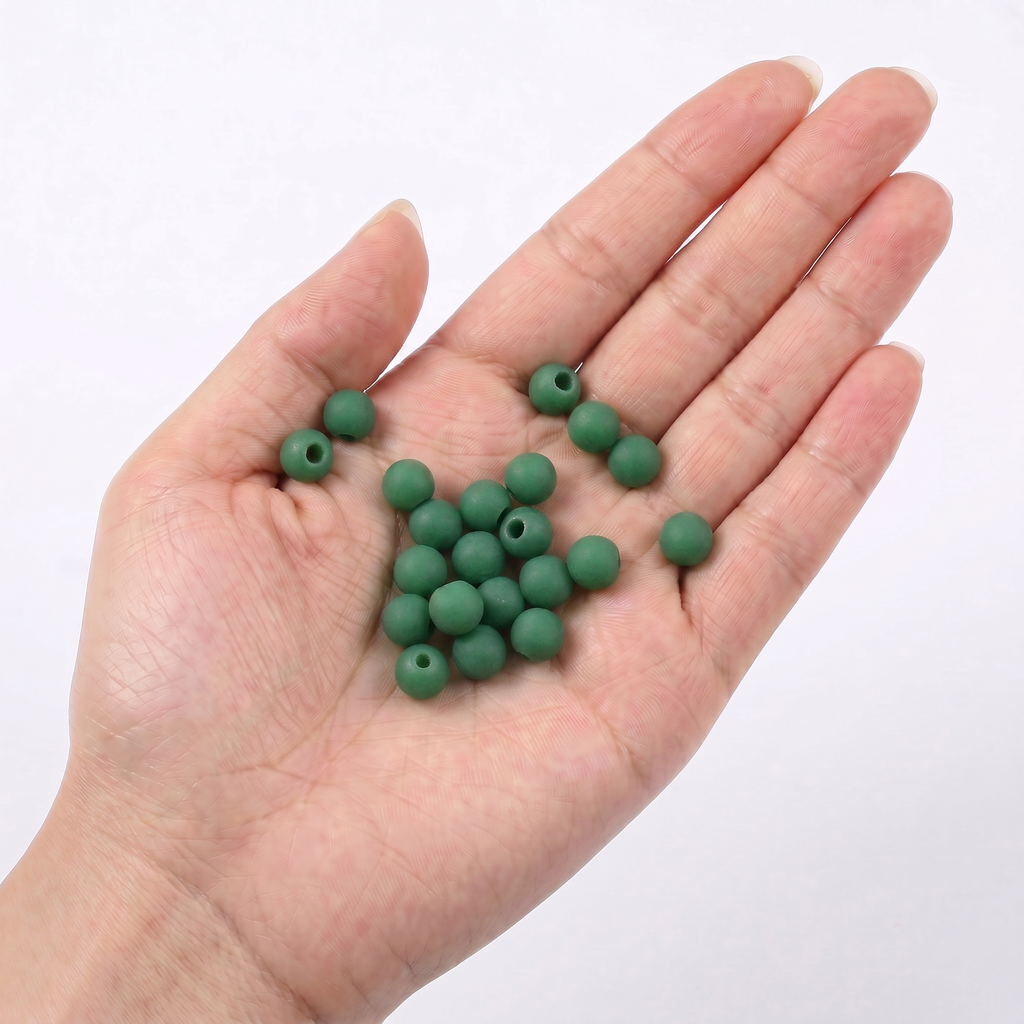 Glass Bead Round Jade Green 6.13 X 7.48mm 500grm