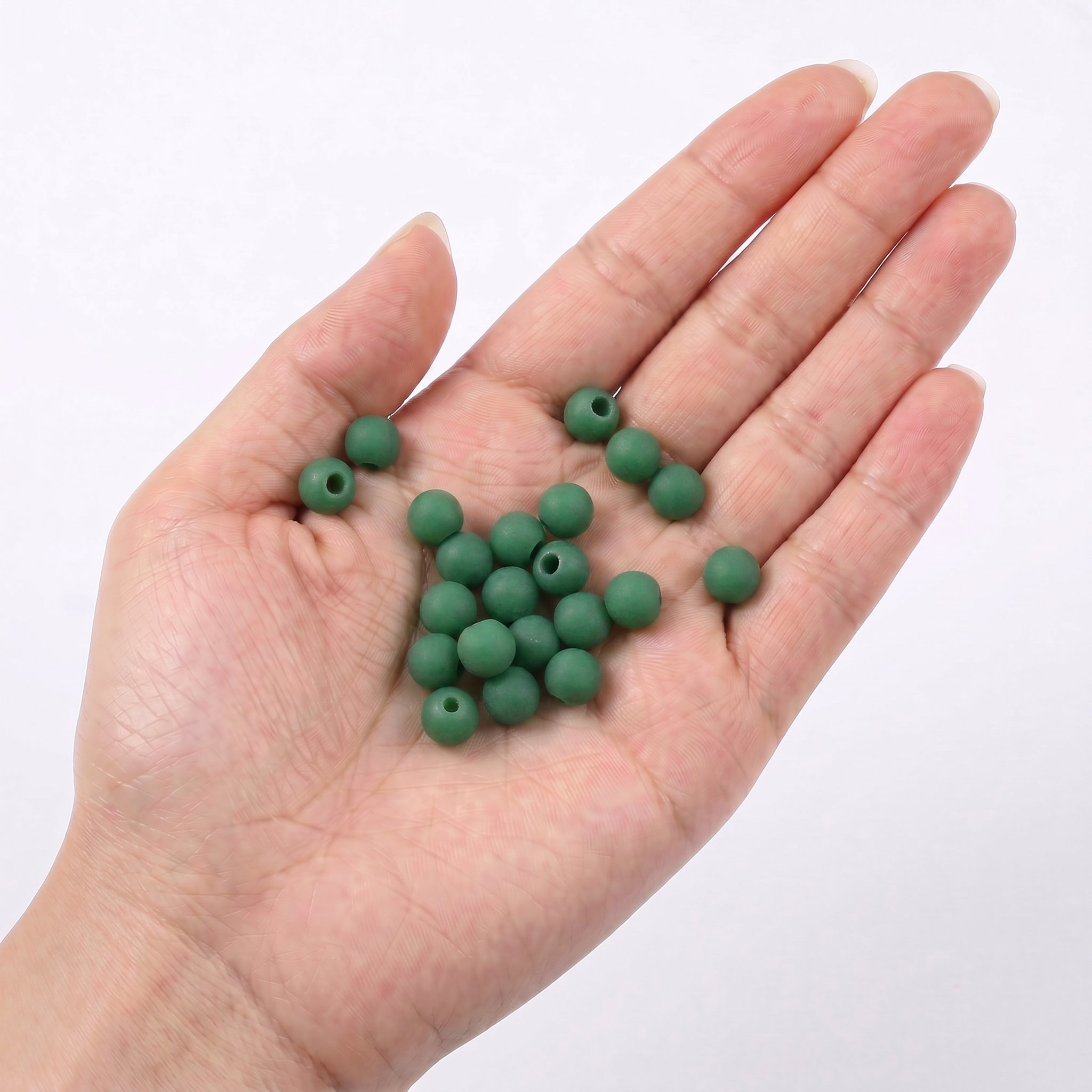 Glass Bead Round Jade Green 6.13 X 7.48mm 500grm