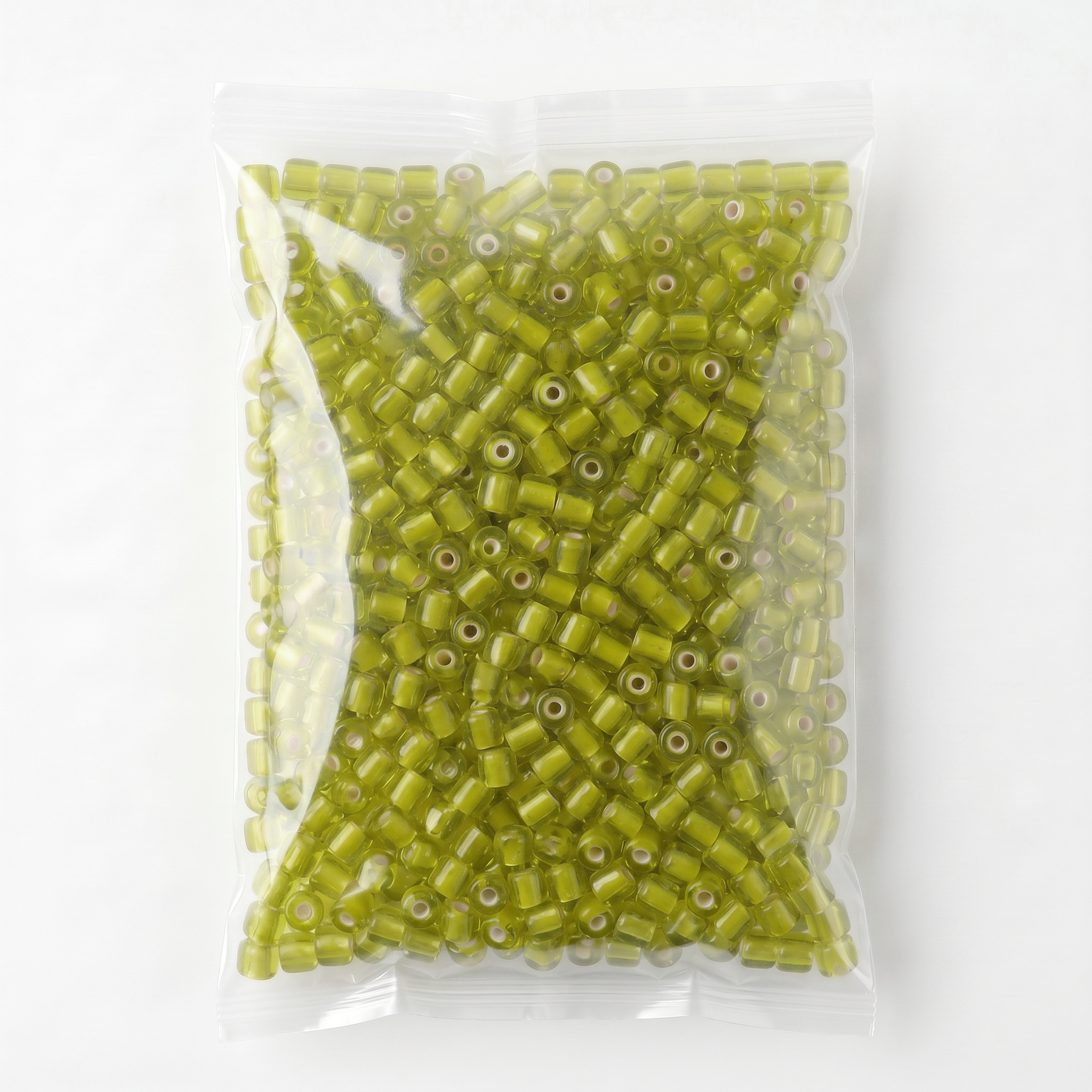 Glass Bead Round Lime Green 500grm