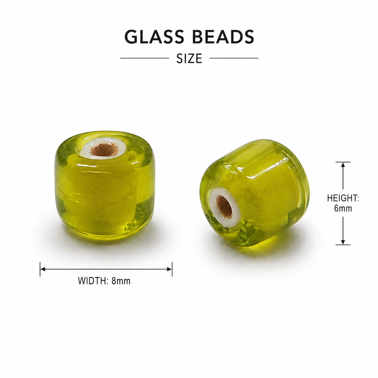 Glass Bead Round Lime Green 500grm
