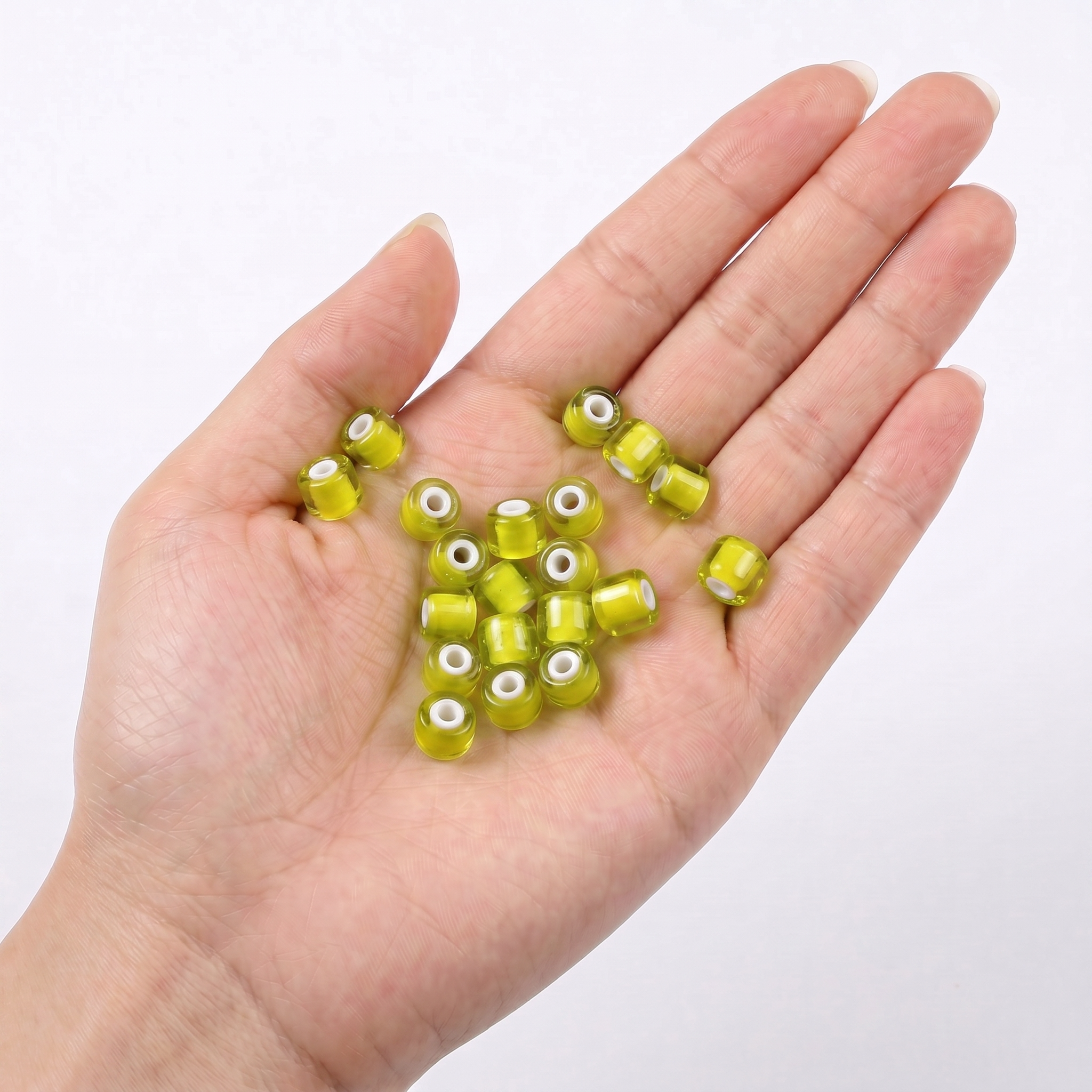 Glass Bead Round Lime Green 500grm