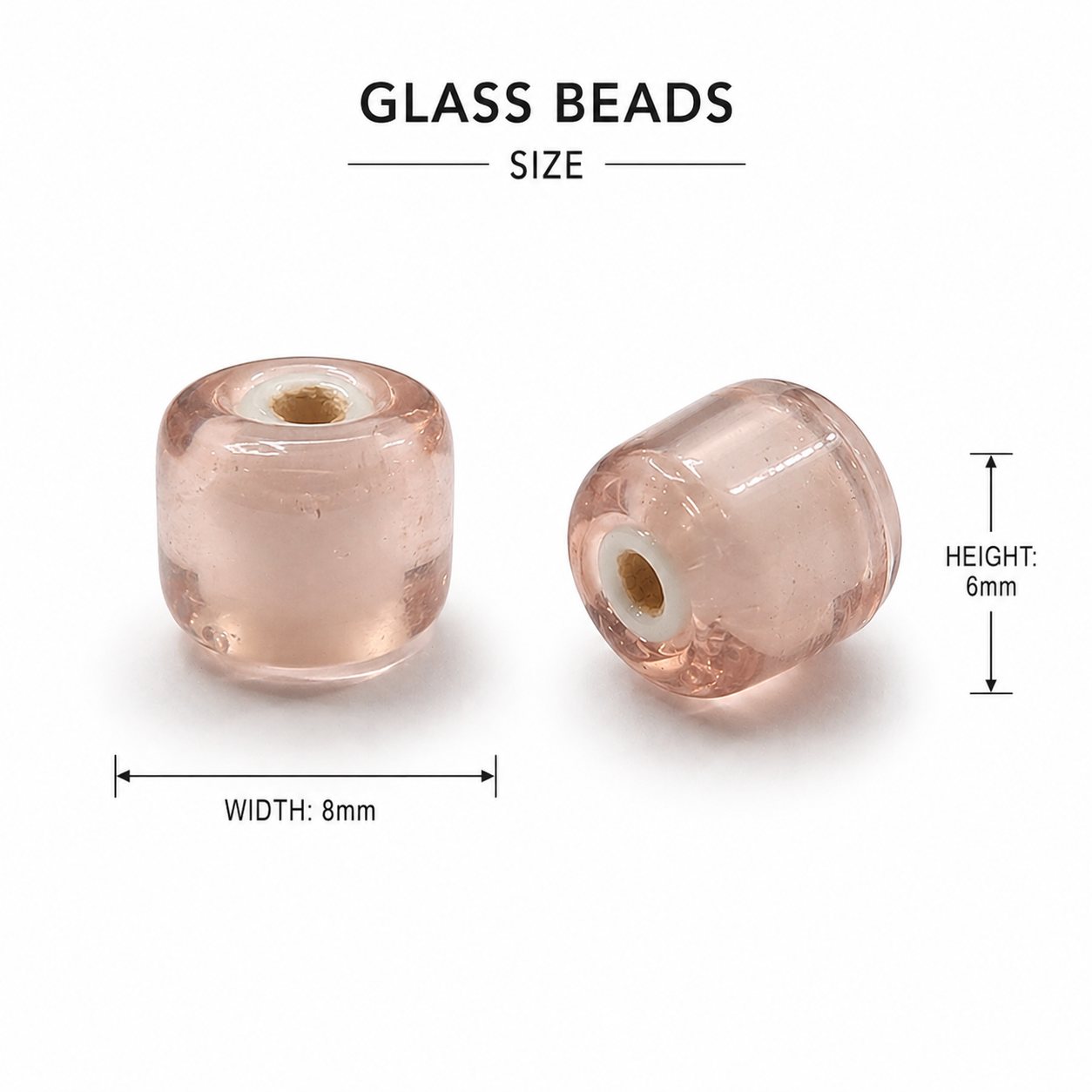 Glass Bead Round Soft Rose 500grm