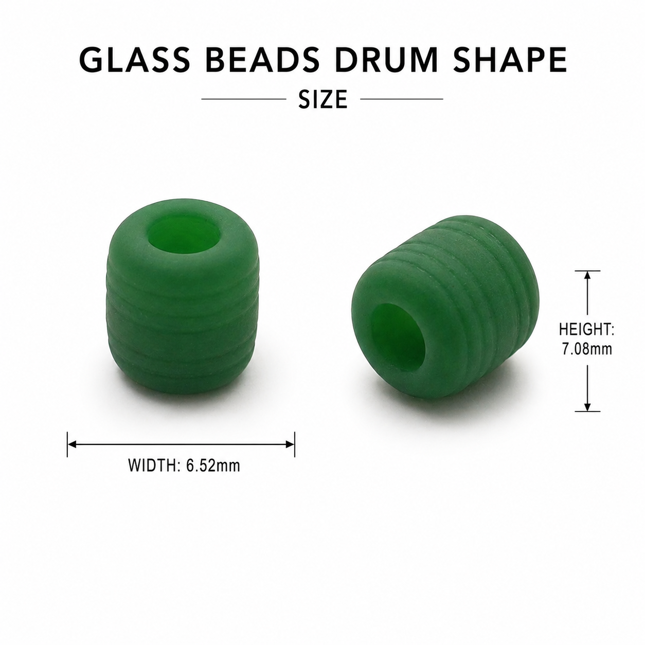 Glass Beads Drum Shape Jade Green 6.52 X 7.08mm 500grm