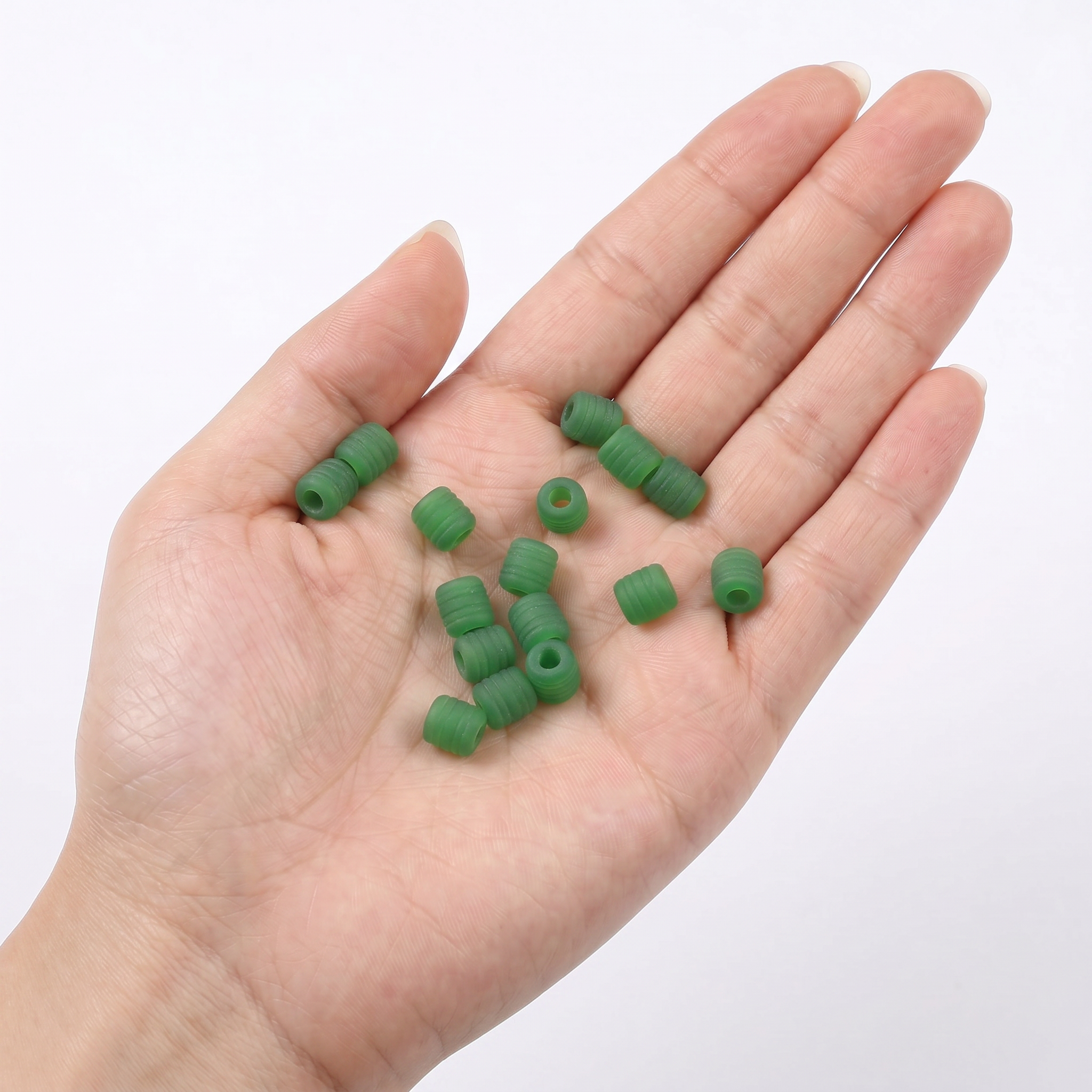 Glass Beads Drum Shape Jade Green 6.52 X 7.08mm 500grm
