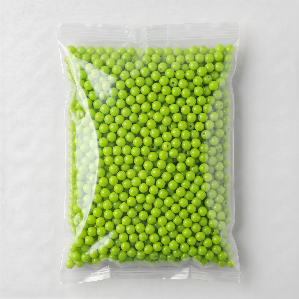 Glass Bead Round Lime Green 8.27mm 500grm