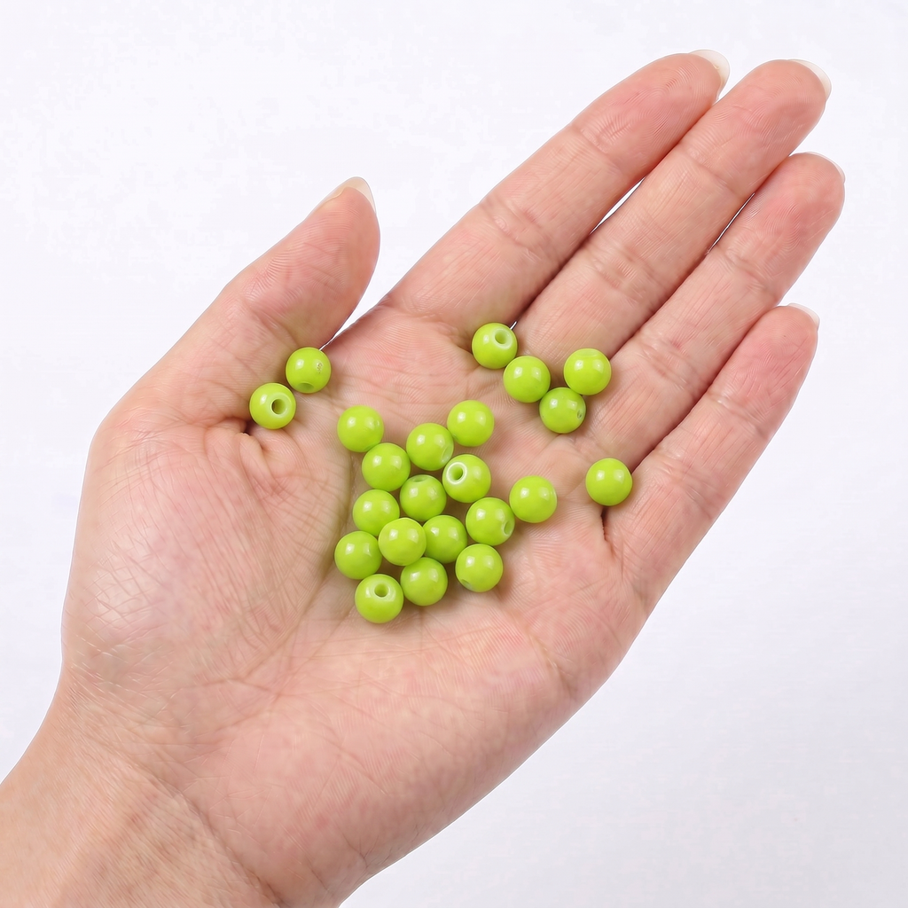 Glass Bead Round Lime Green 8.27mm 500grm