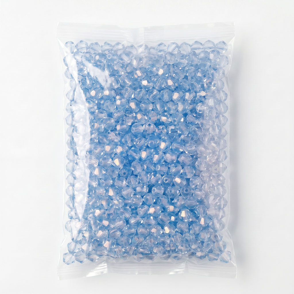 Acrylic Beads Faceted Crystal Sky Blue 500grm