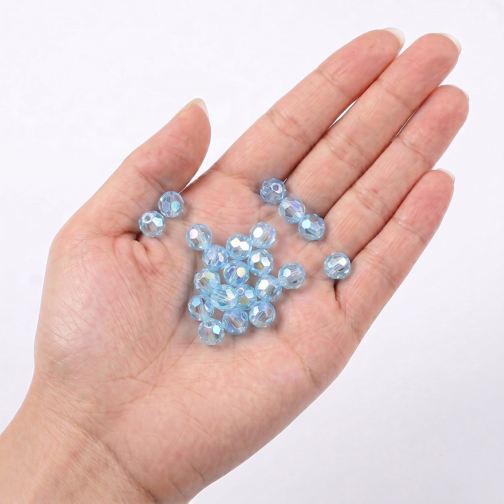 Acrylic Beads Faceted Crystal Sky Blue 500grm