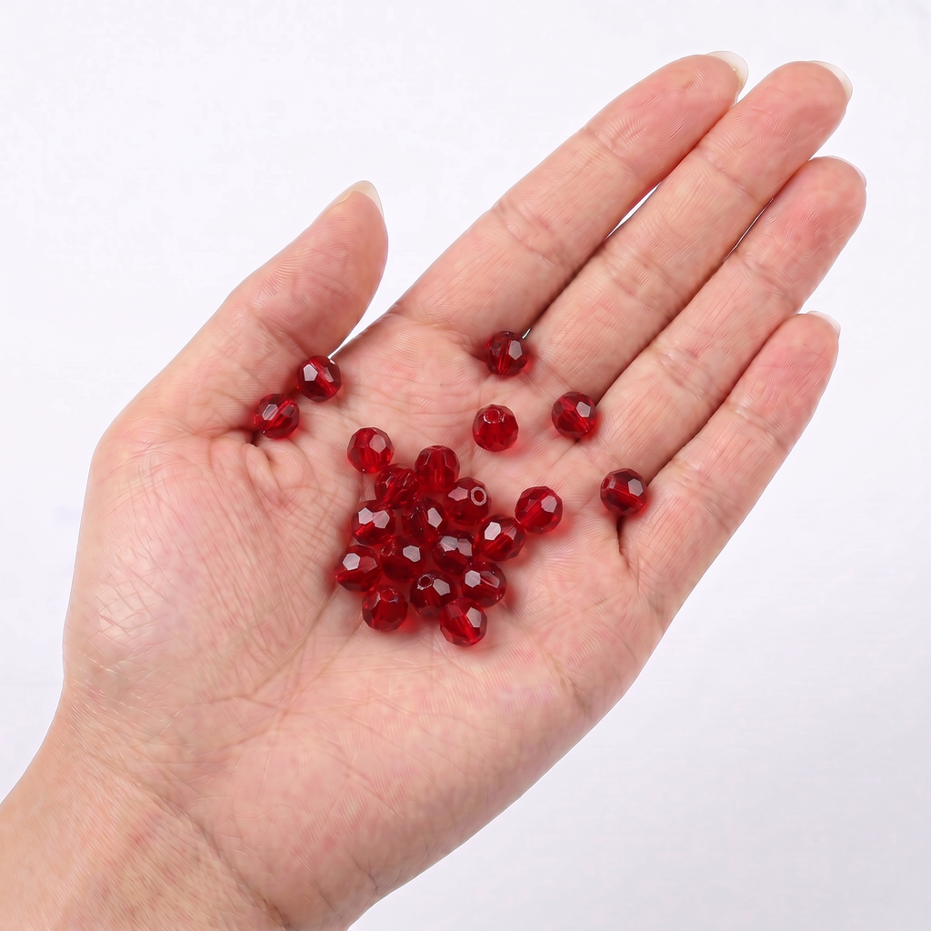Acrylic Beads Faceted Crystal Red 500grm