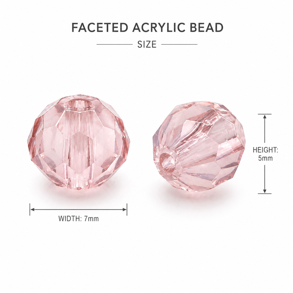 Acrylic Beads Faceted Crystal rose 500grm