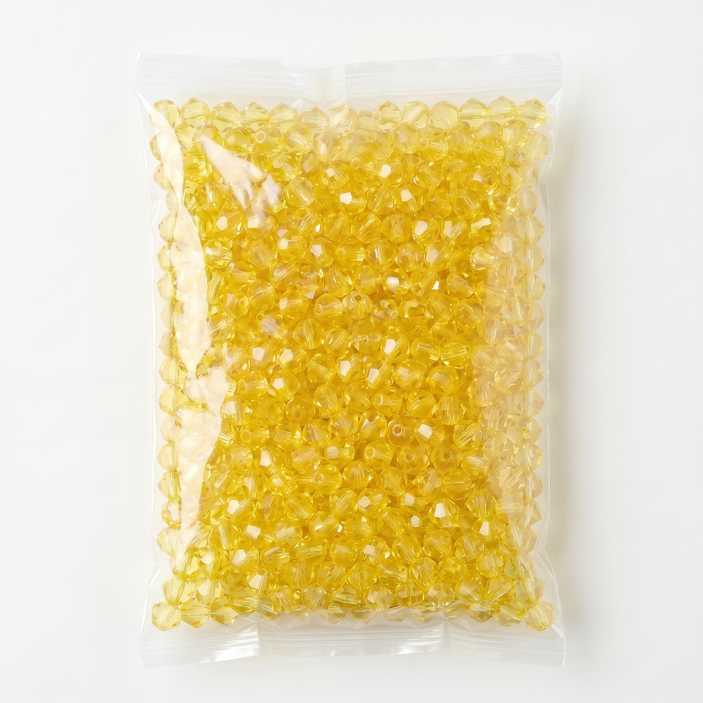 Acrylic Beads Faceted Crystal yellow 500grm
