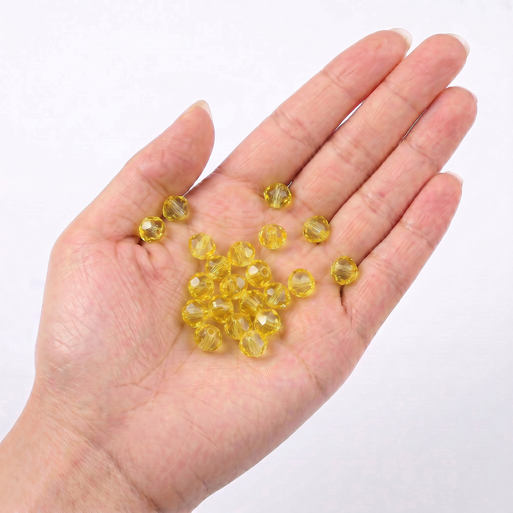 Acrylic Beads Faceted Crystal yellow 500grm