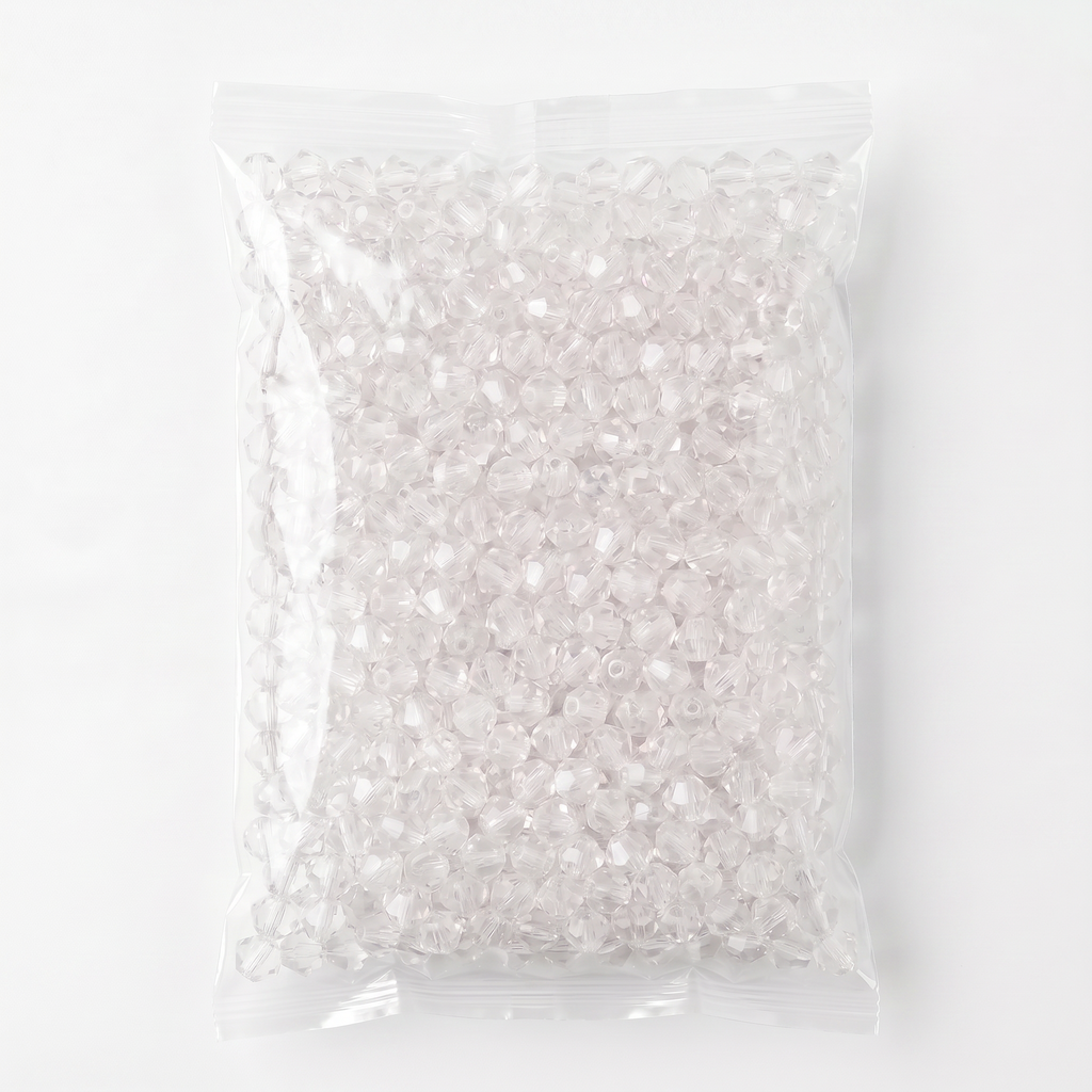 Acrylic Beads Faceted Crystal white 500grm