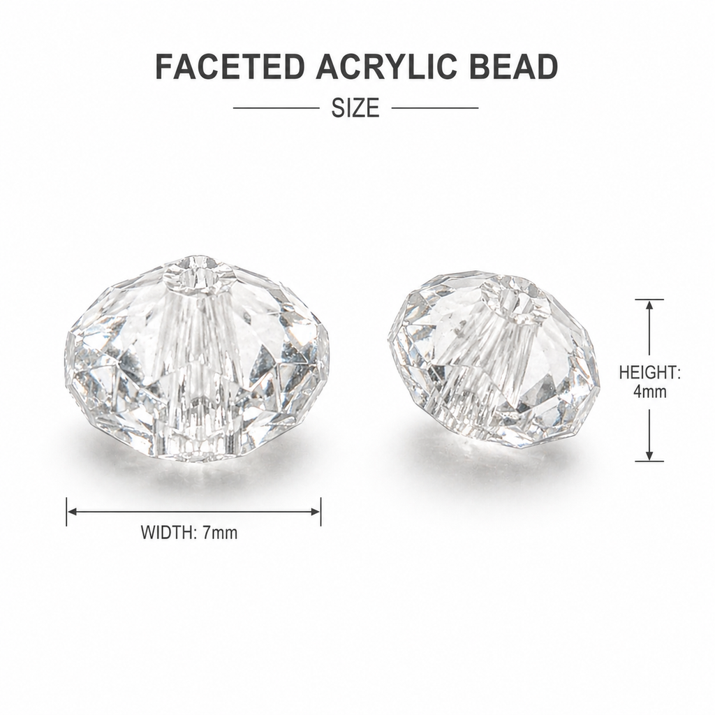 Acrylic Beads Faceted Crystal white 500grm