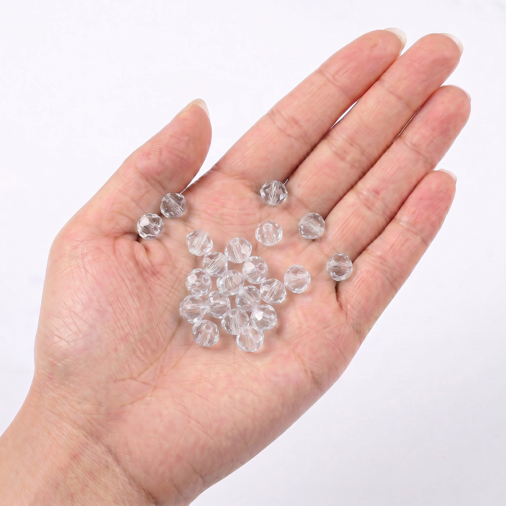 Acrylic Beads Faceted Crystal white 500grm