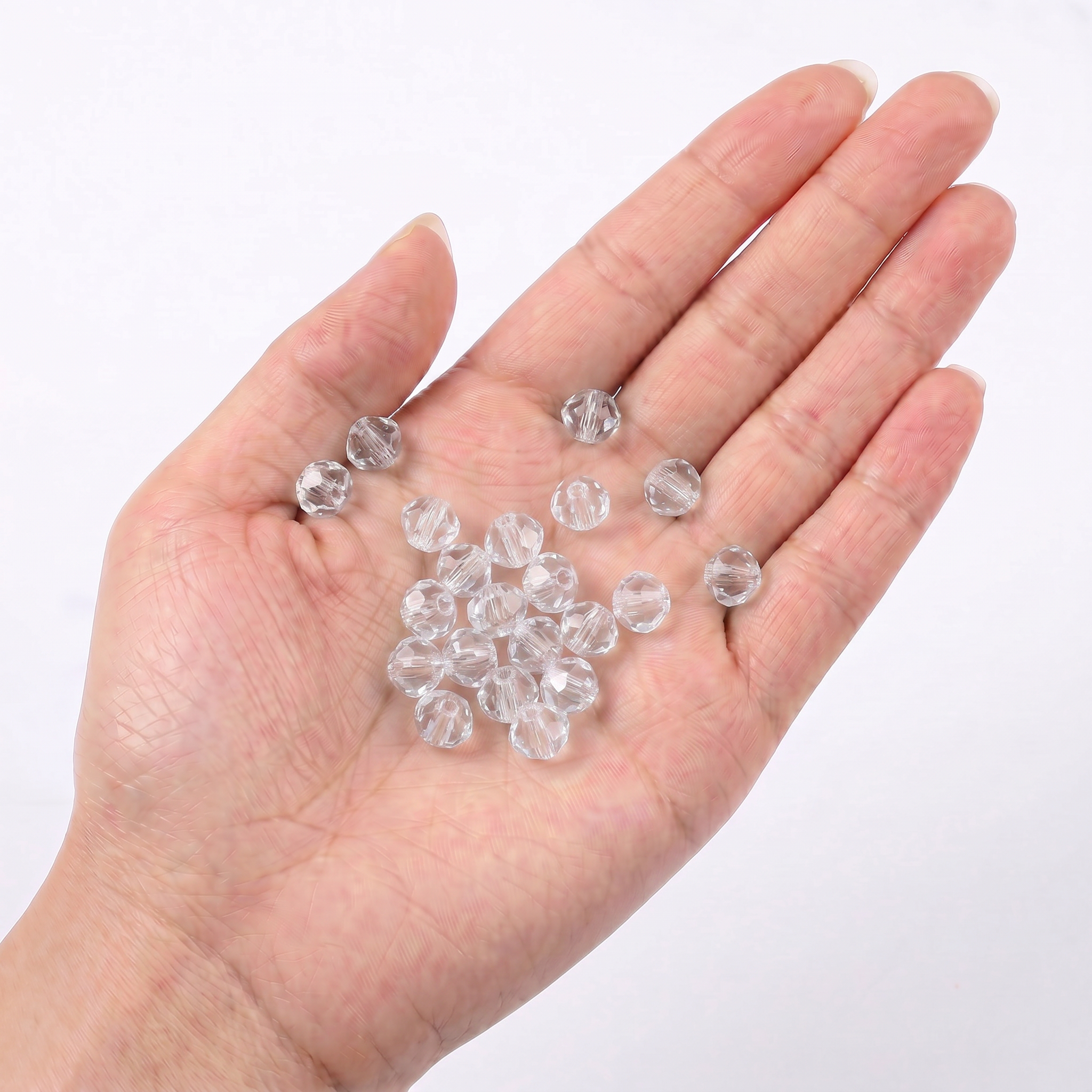 Acrylic Beads Faceted Crystal white 500grm
