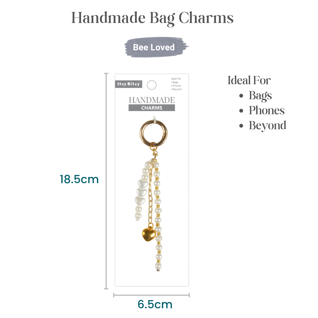Handmade Bag Charm Bee Loved 1pc