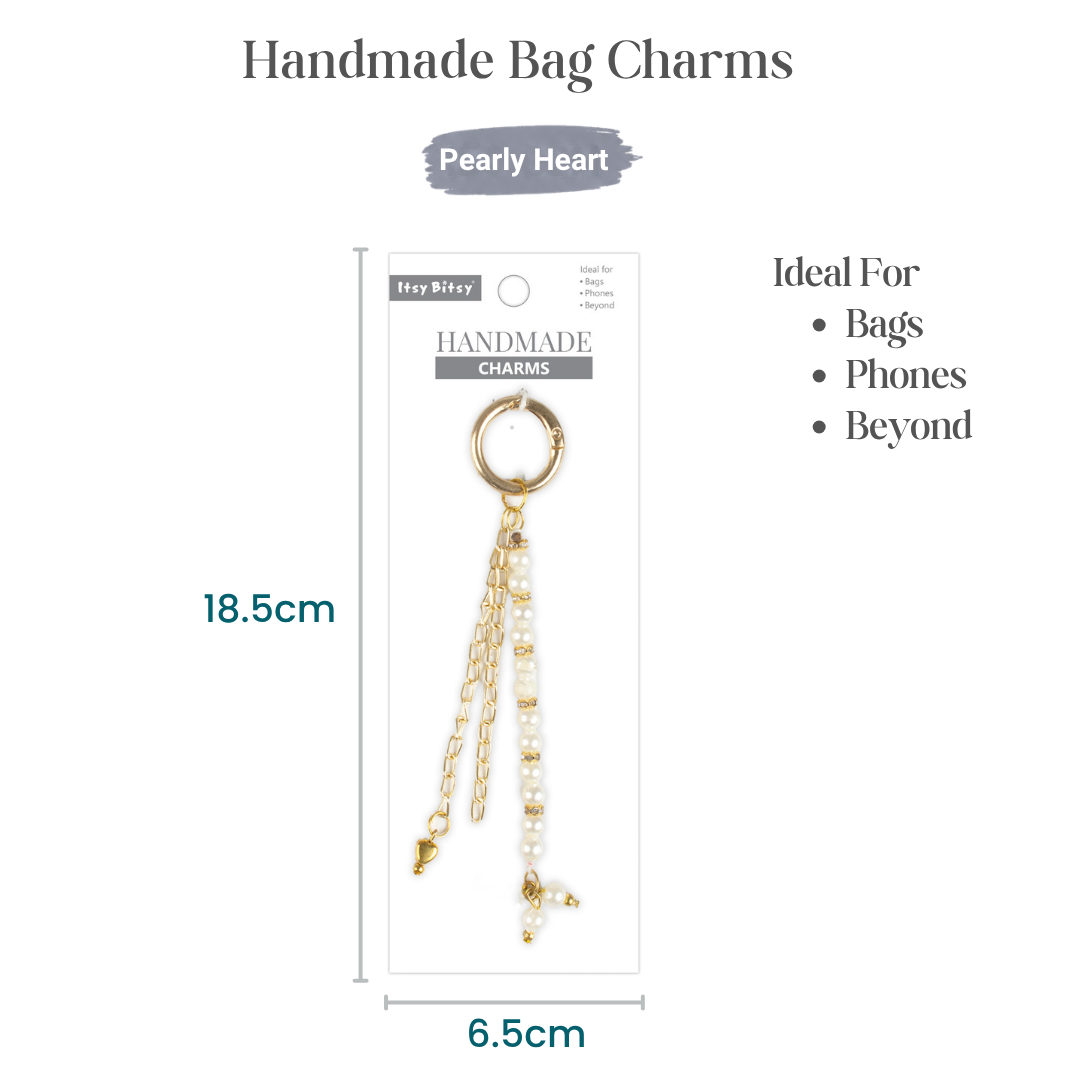 Handmade Bag Charm Pearly Heart 1pc