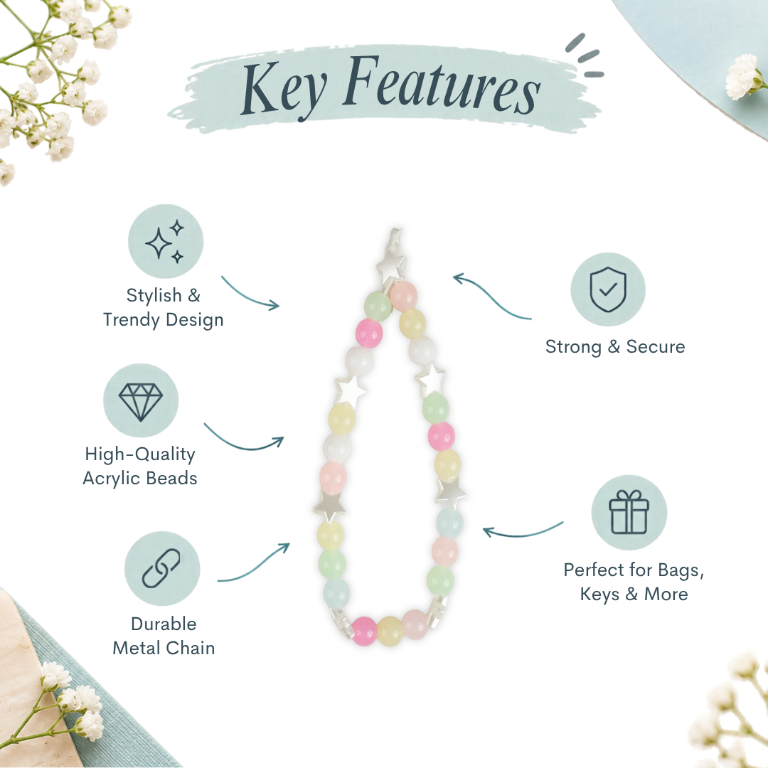 Handmade Bag Charm Pastel Star 1pc