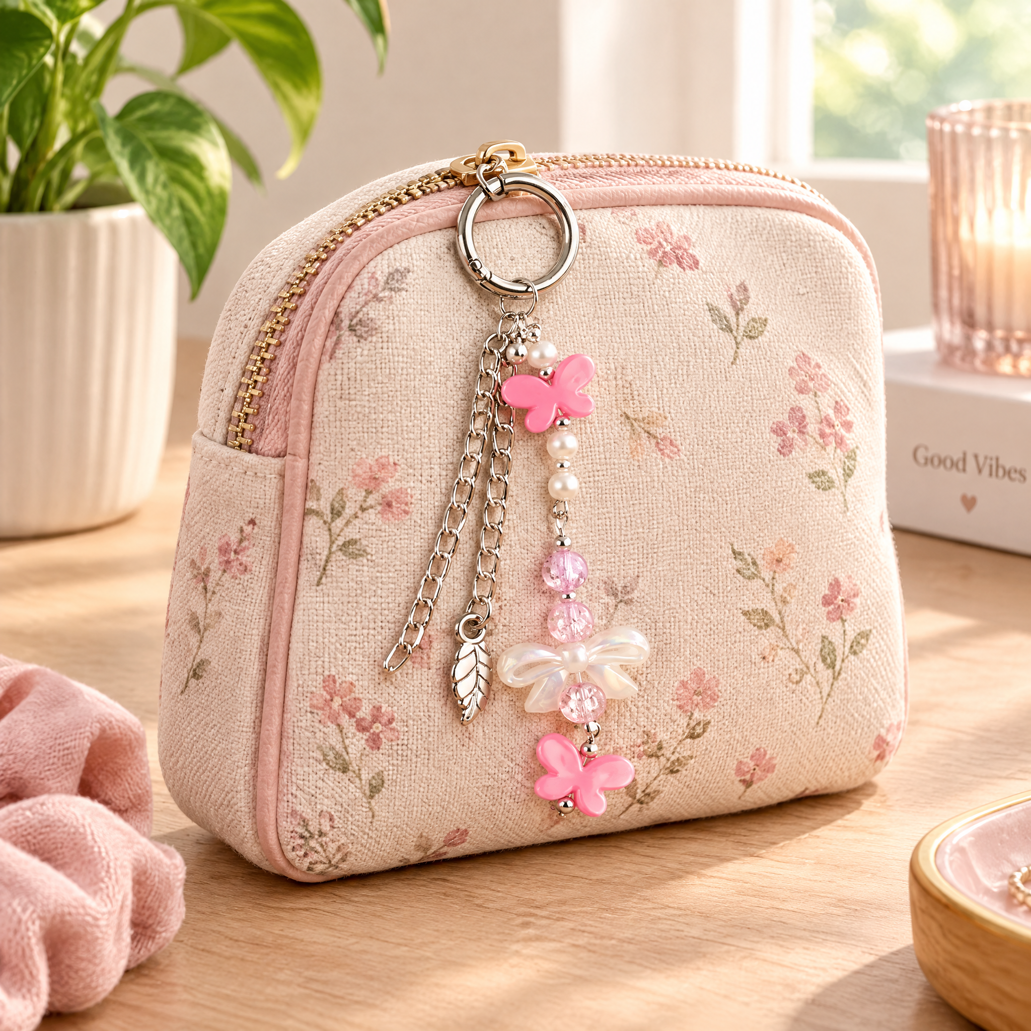 Handmade Bag Charm Tropical Flutter 1pc