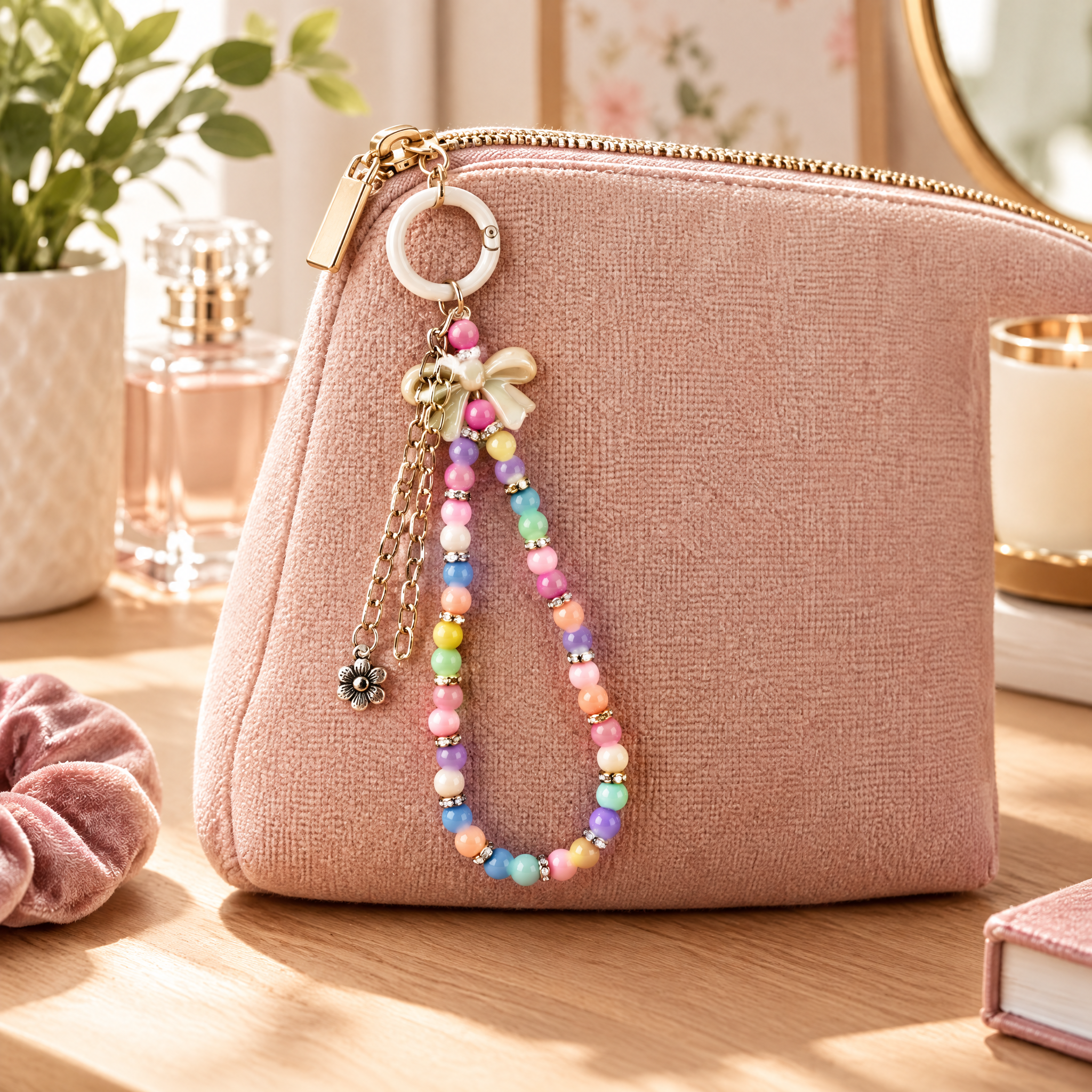 Handmade Bag Charm Blooming Bow 1pc