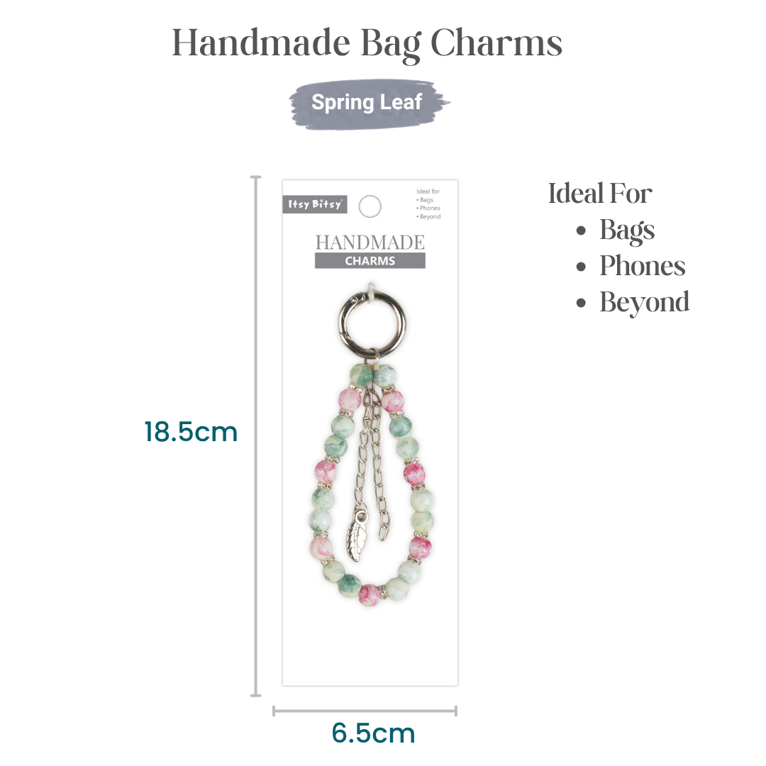 Handmade Bag Charm Spring Leaf 1pc
