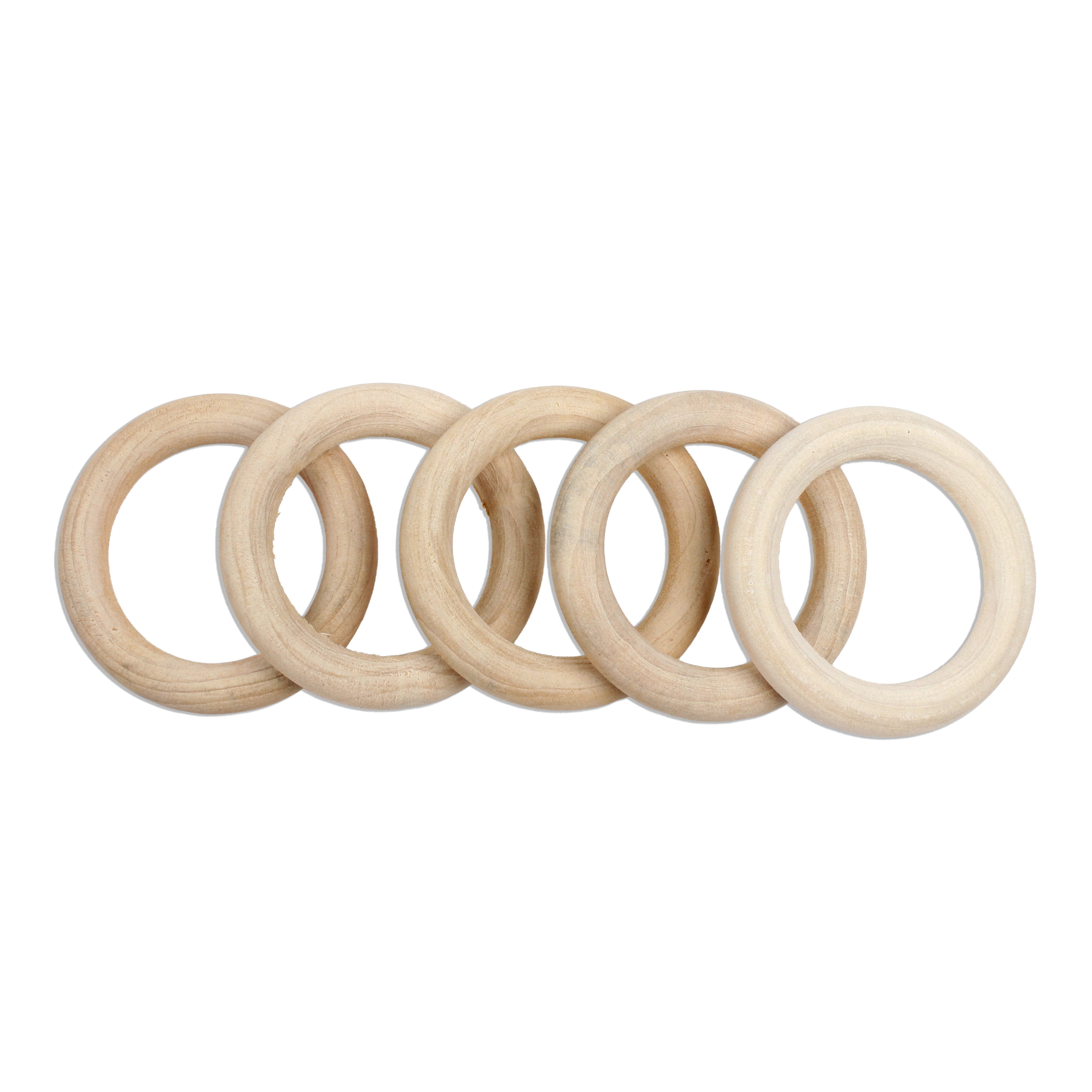 Wooden Rings 5cm Cream 5Pc