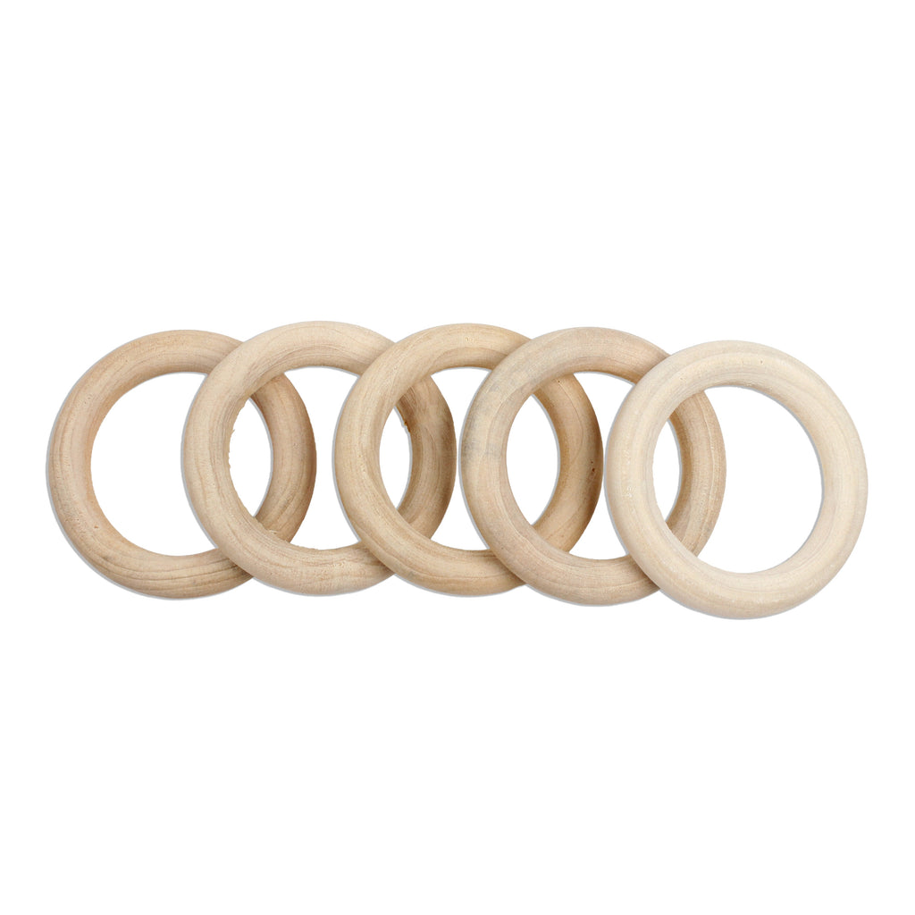 Wooden Rings 5cm Cream 5Pc