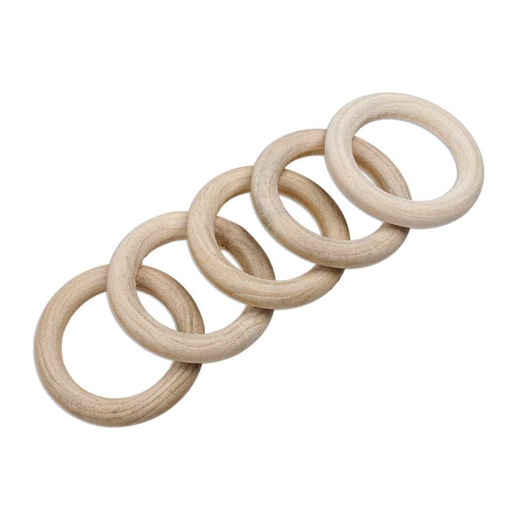 Wooden Rings 5cm Cream 5Pc
