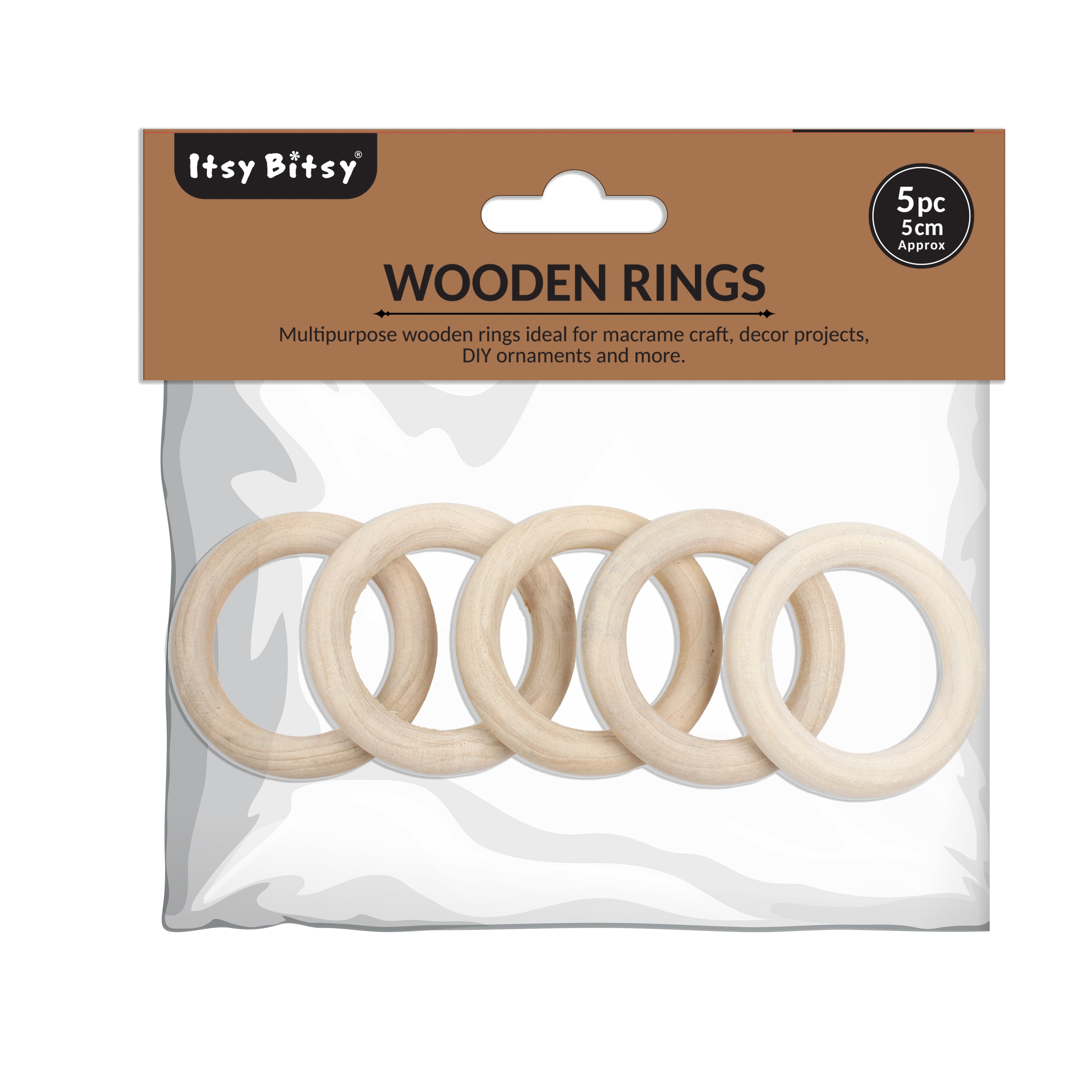 Wooden Rings 5cm Cream 5Pc