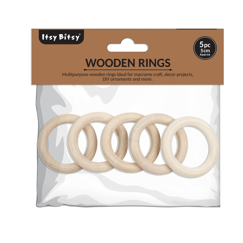 Wooden Rings 5cm Cream 5Pc