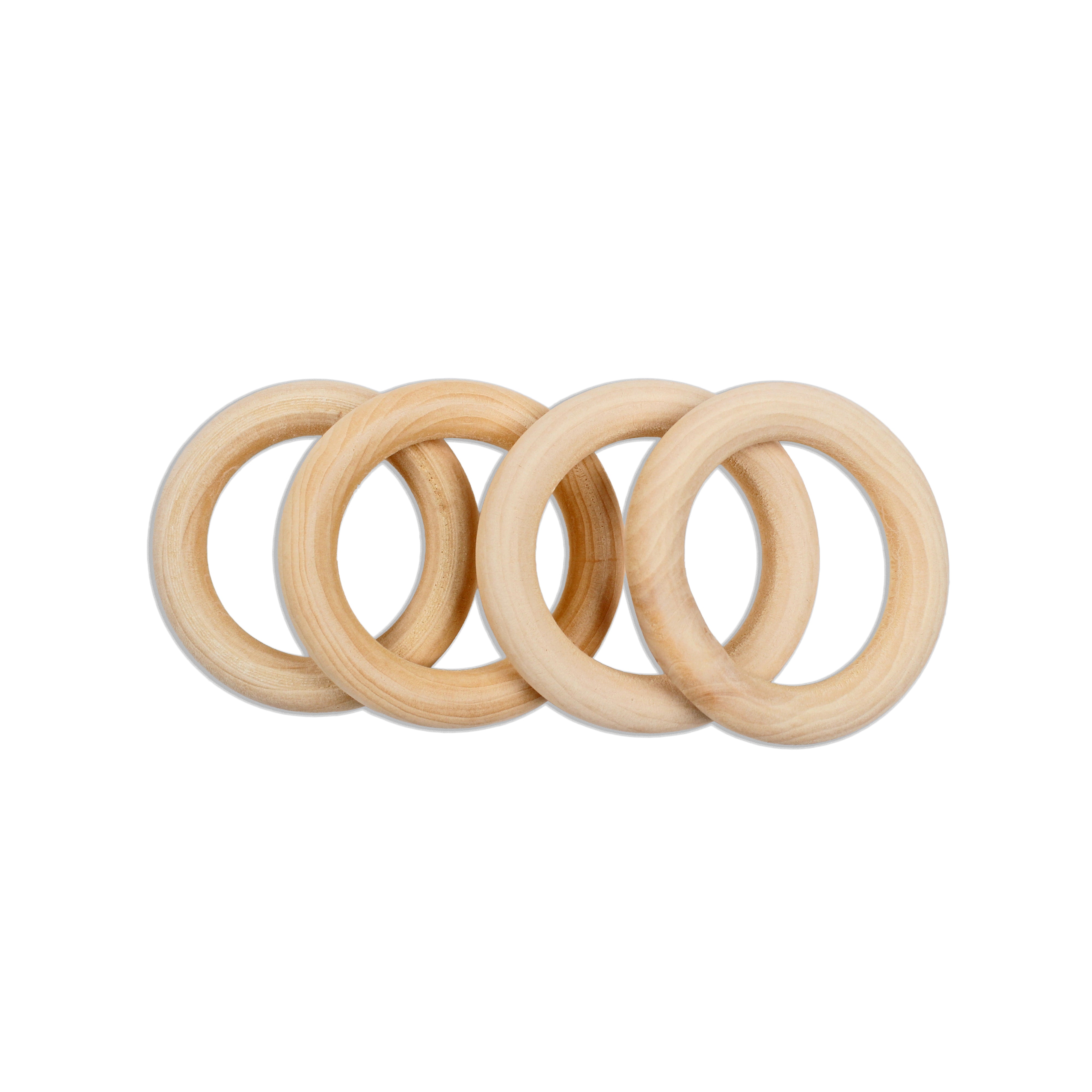Wooden Rings 6cm Cream 4Pc