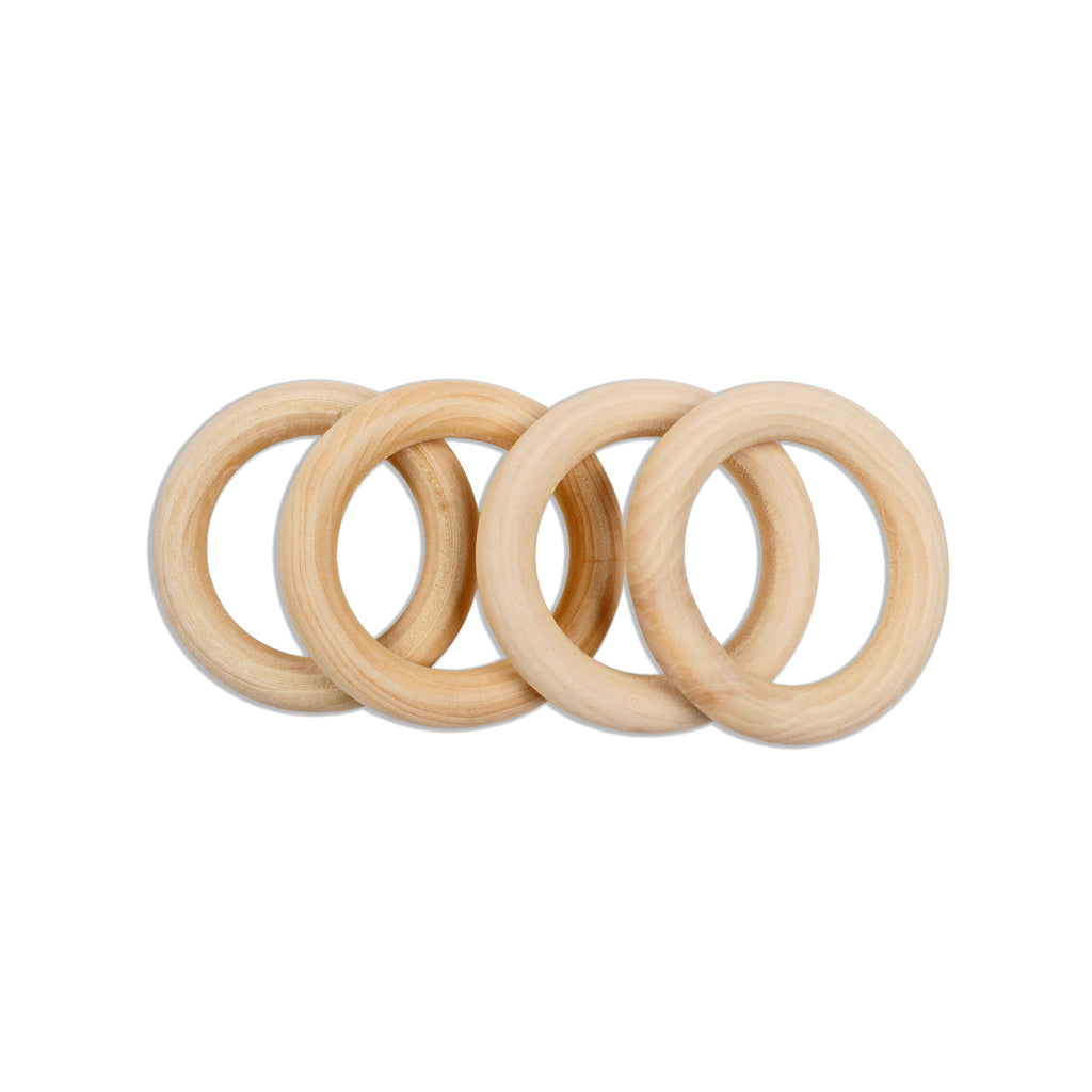 Wooden Rings 6cm Cream 4Pc